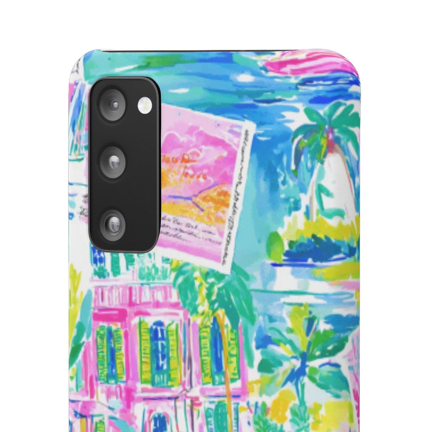 Tropical Pastel Beach Houses Print - PHONE CASE
