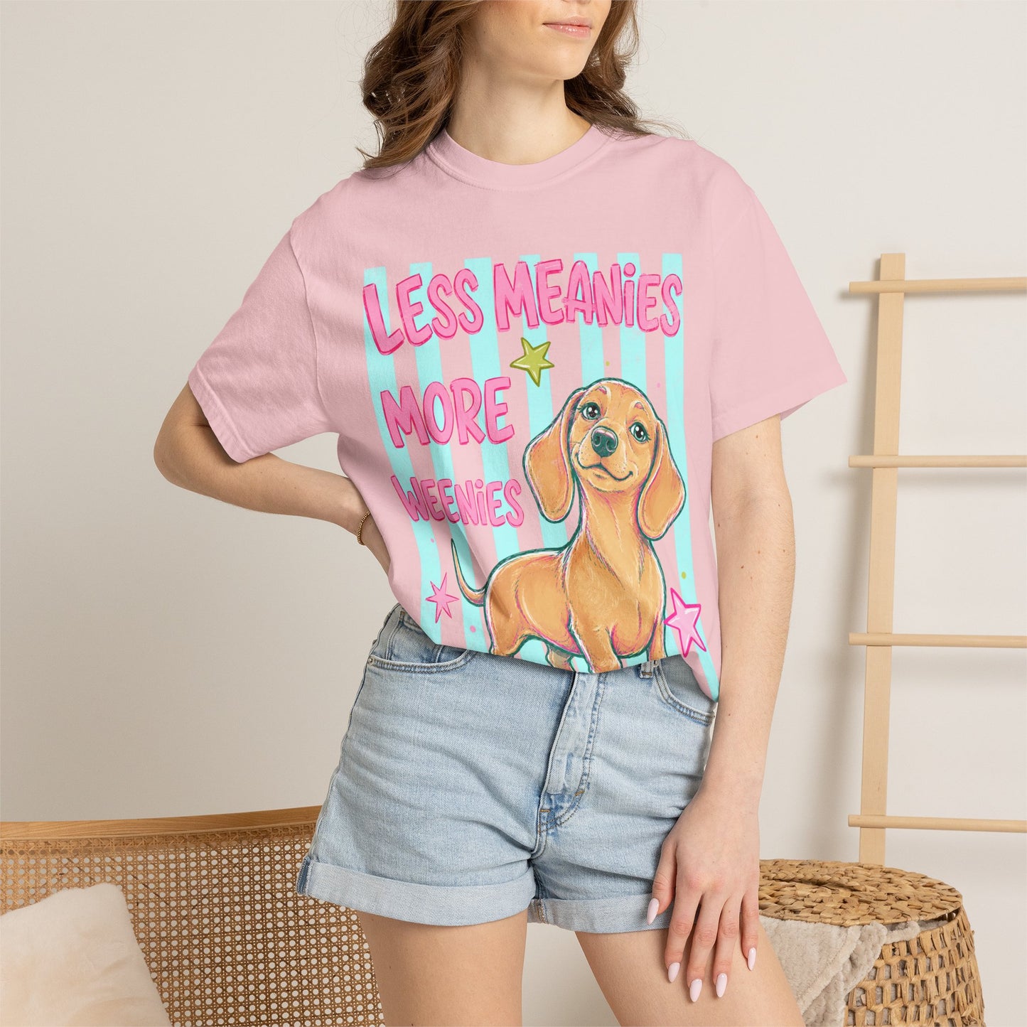 Dachshund Graphic T-Shirt — "Less Meanies More Weenies" Cute Dog Tee
