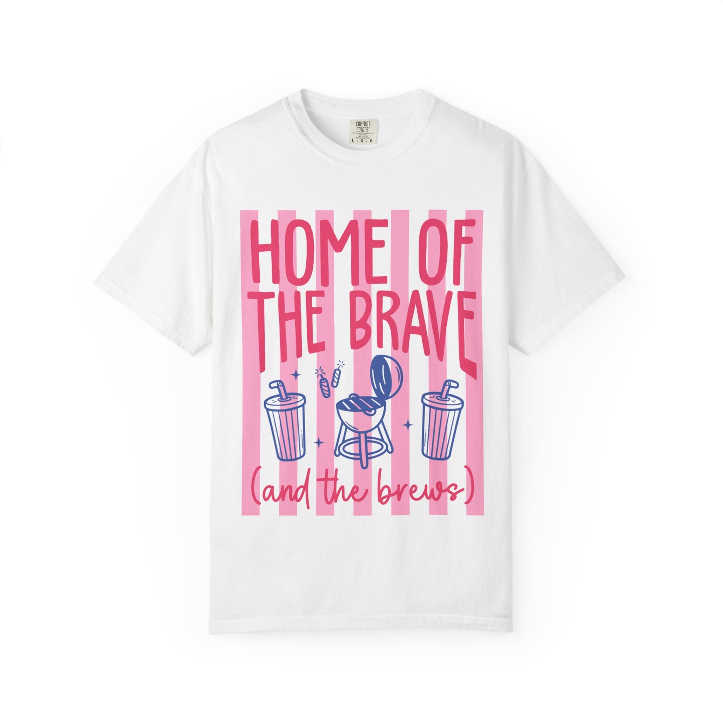 T-Shirt — “Home of the Brave (and the Brews)” Patriotic Coffee & Beer Graphic Tee