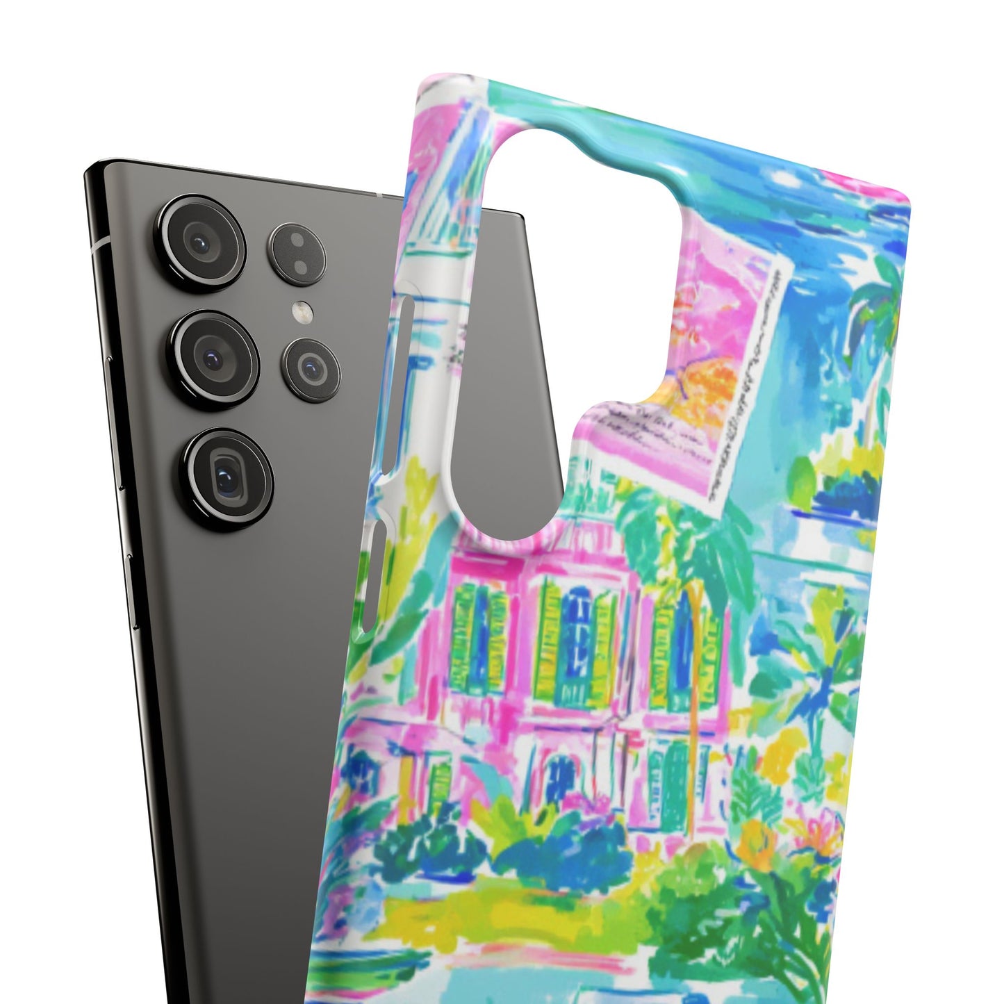 Tropical Pastel Beach Houses Print - PHONE CASE