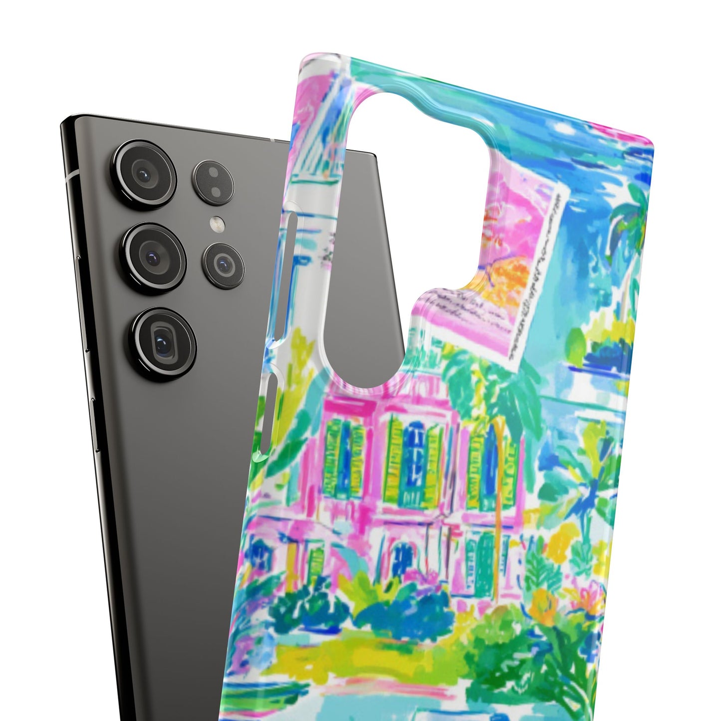 Tropical Pastel Beach Houses Print - PHONE CASE