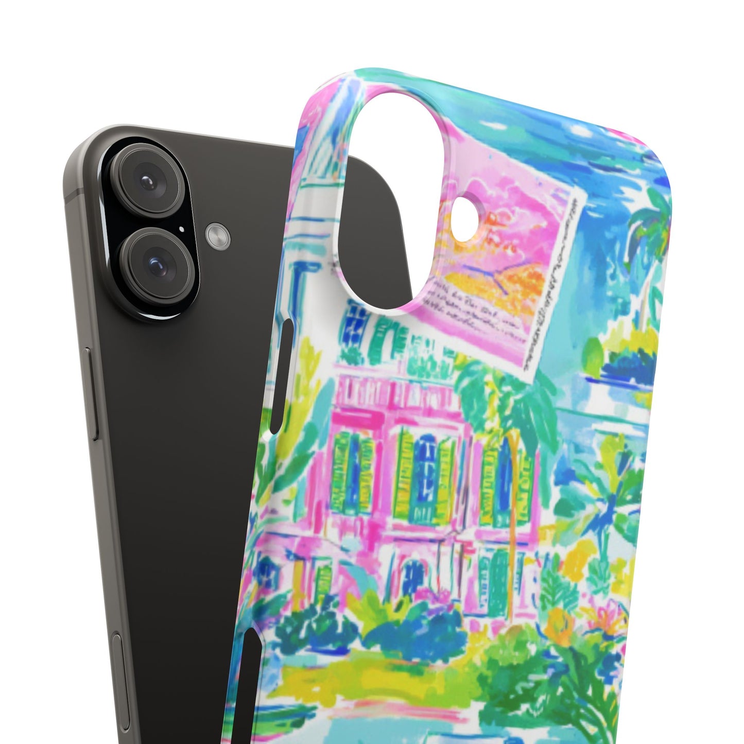 Tropical Pastel Beach Houses Print - PHONE CASE