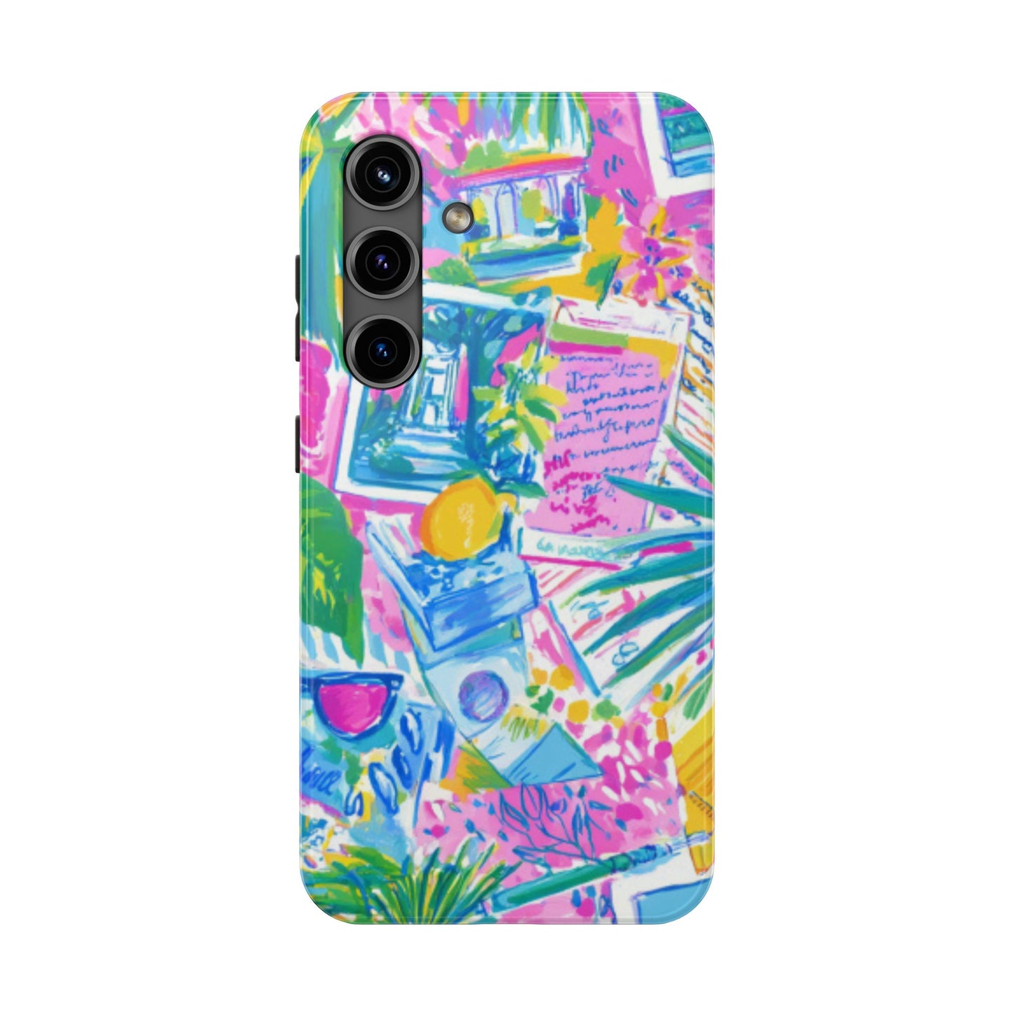 Tough Phone Case — Colorful Tropical Desk Pattern