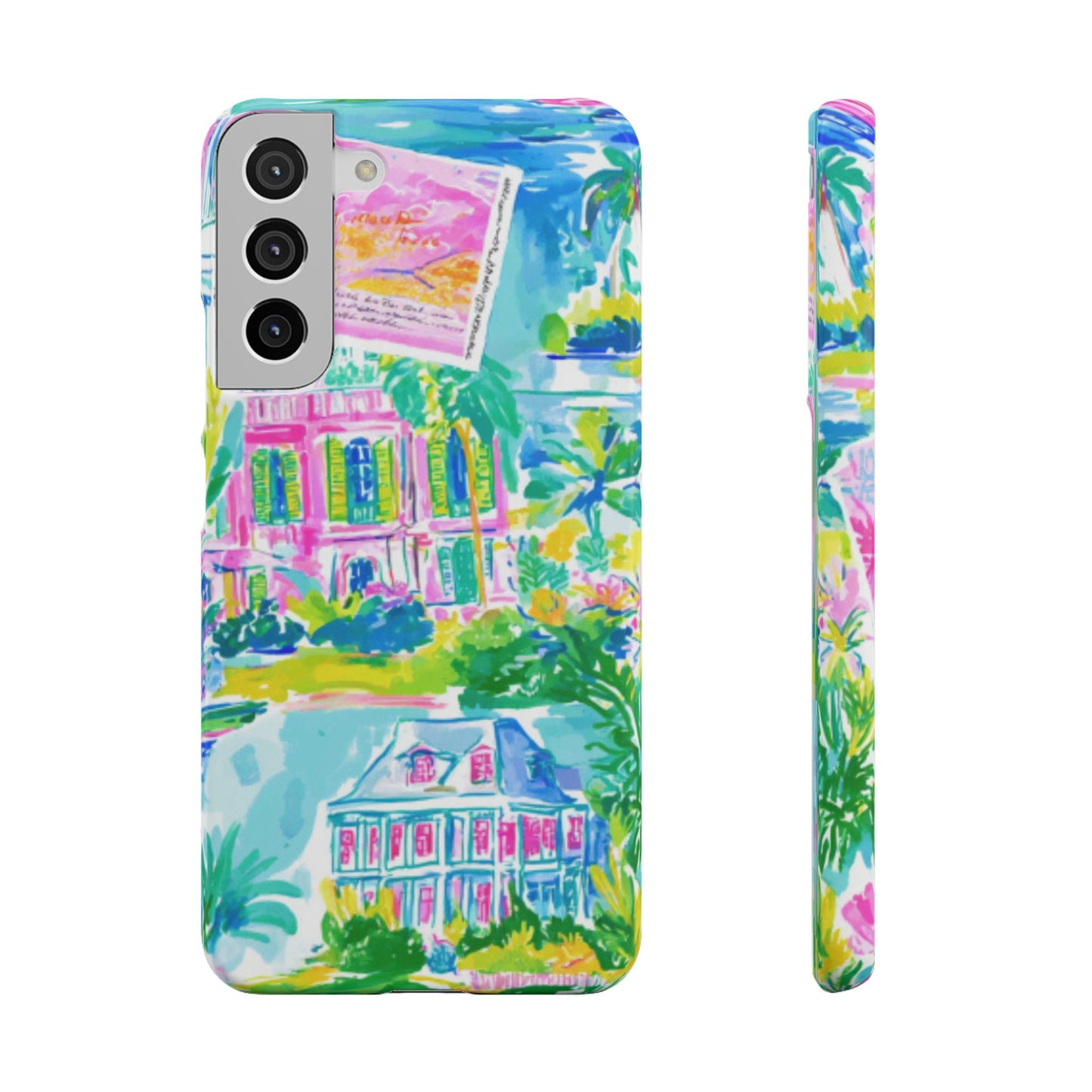Tropical Pastel Beach Houses Print - PHONE CASE