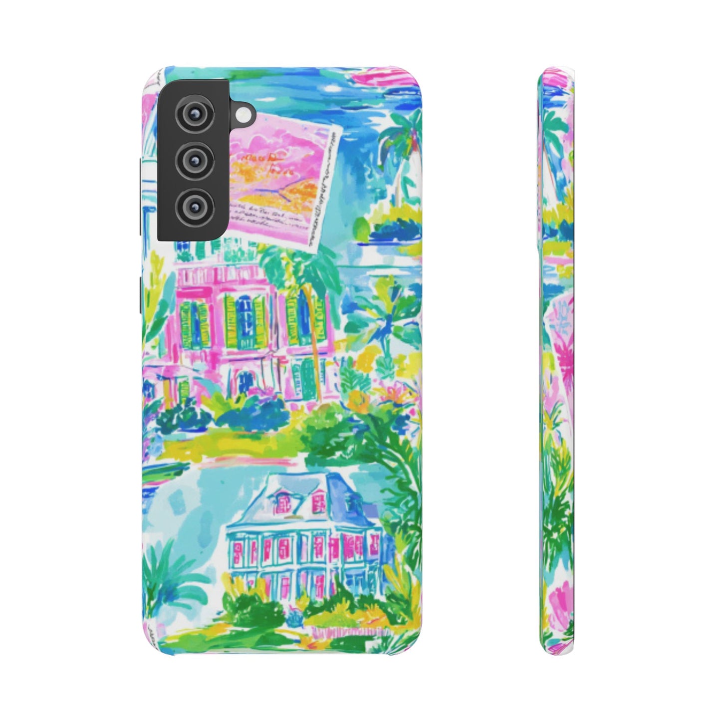 Tropical Pastel Beach Houses Print - PHONE CASE