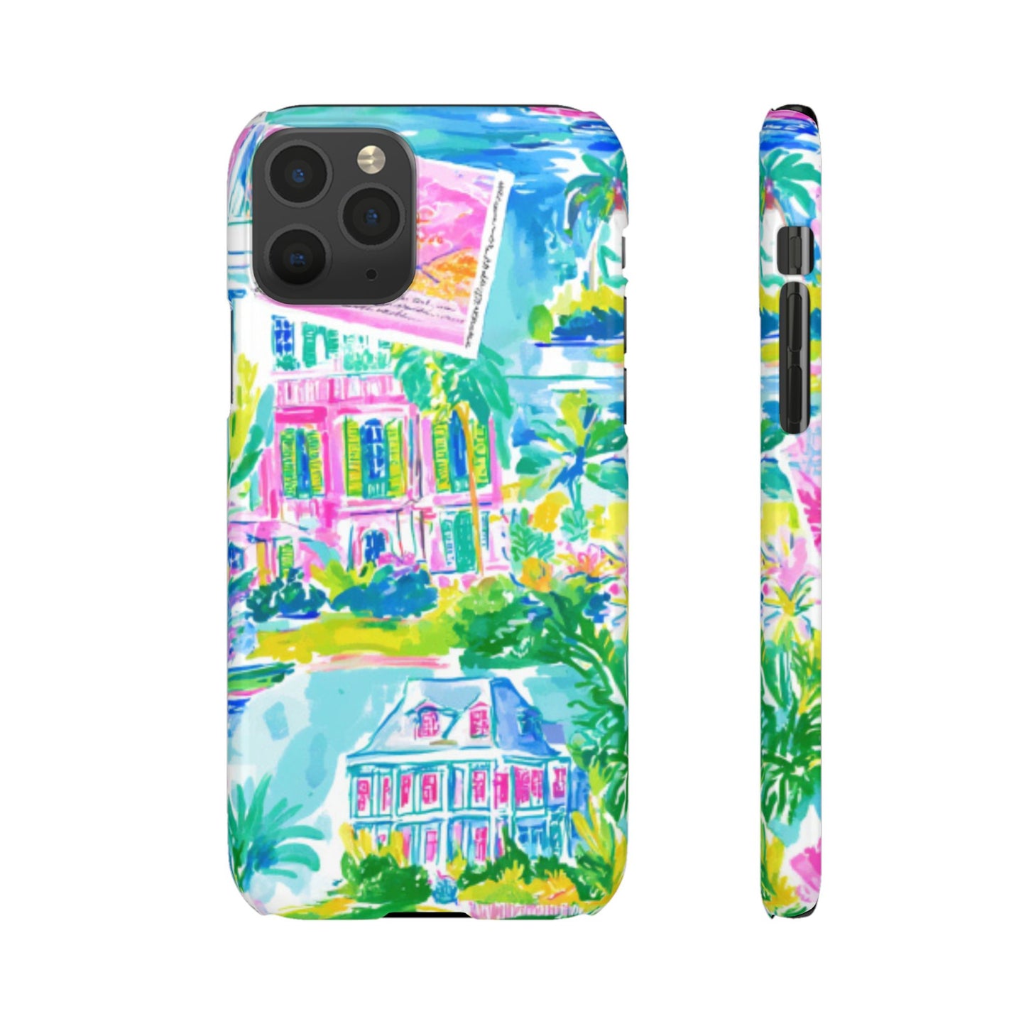 Tropical Pastel Beach Houses Print - PHONE CASE