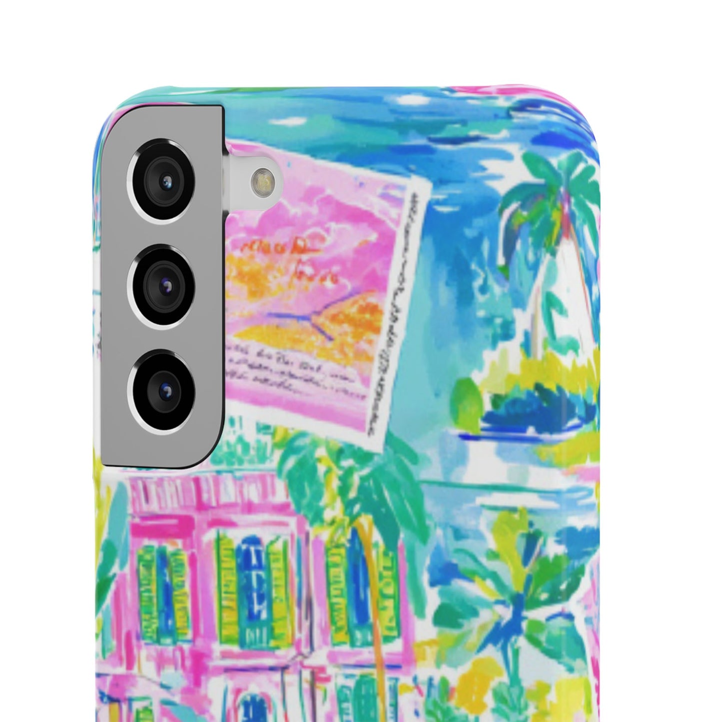 Tropical Pastel Beach Houses Print - PHONE CASE