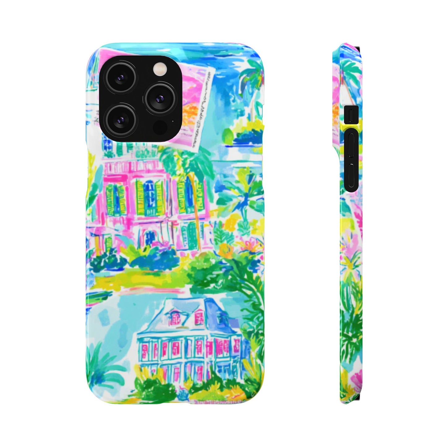 Tropical Pastel Beach Houses Print - PHONE CASE