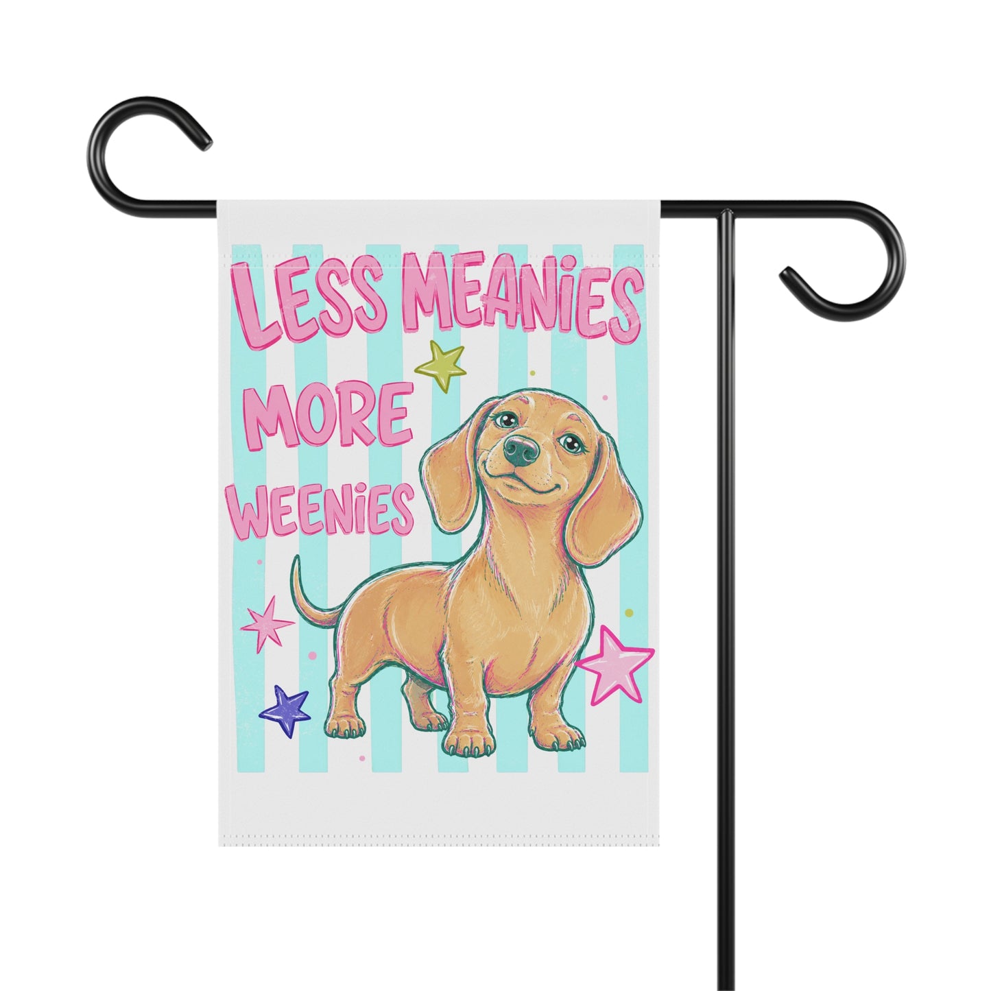 Garden Flag - "Less Meanies More Weenies" Dachshund Decorative Yard Banner