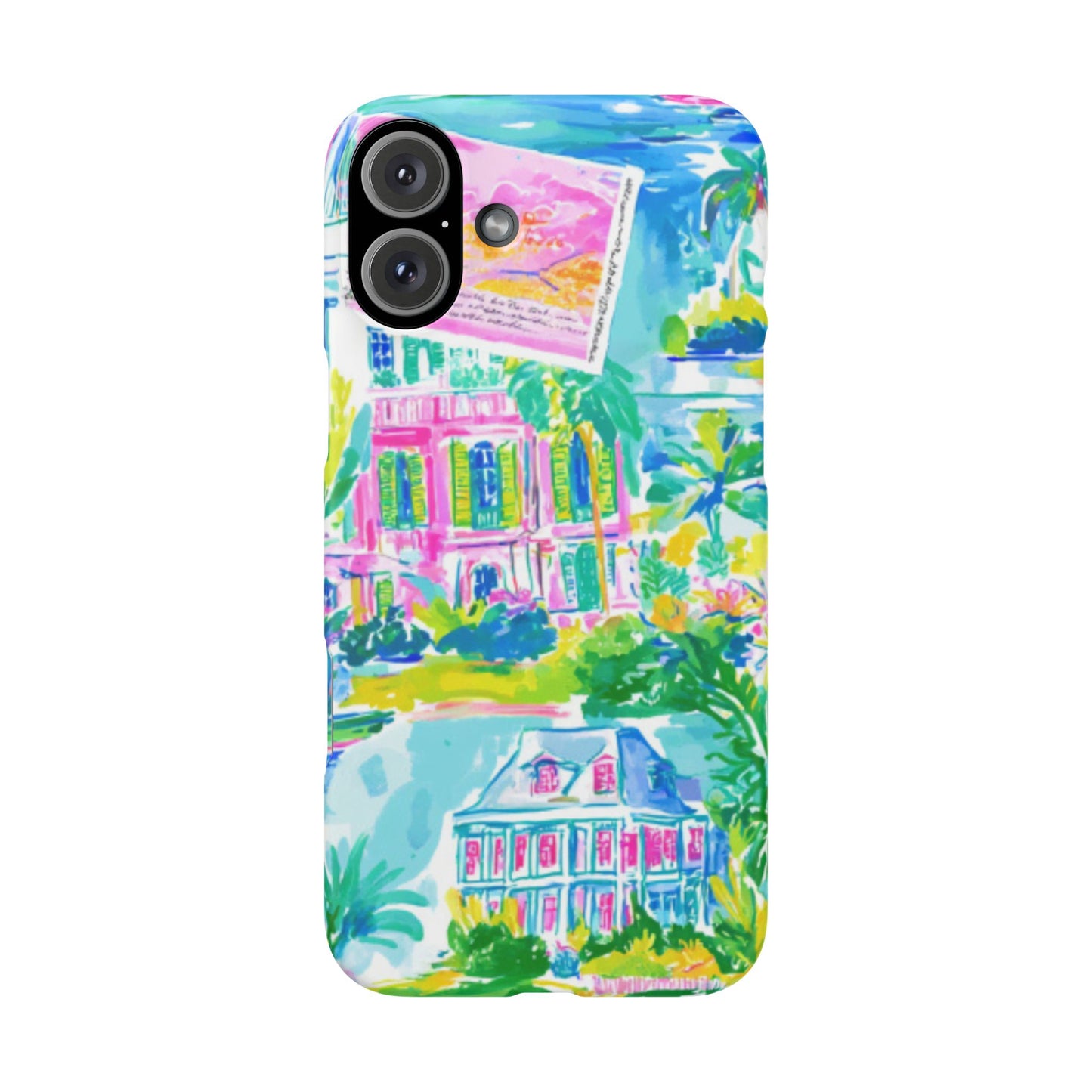 Tropical Pastel Beach Houses Print - PHONE CASE