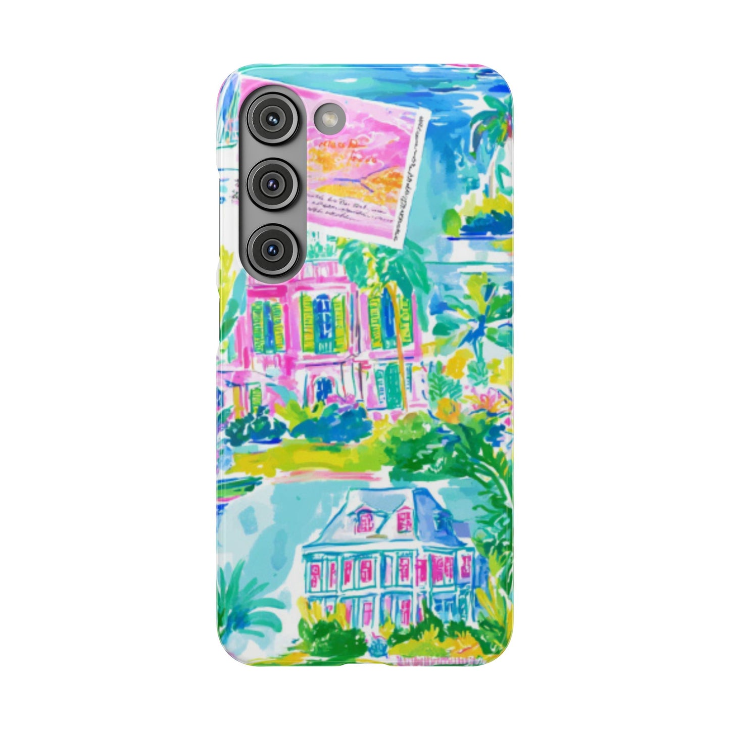 Tropical Pastel Beach Houses Print - PHONE CASE