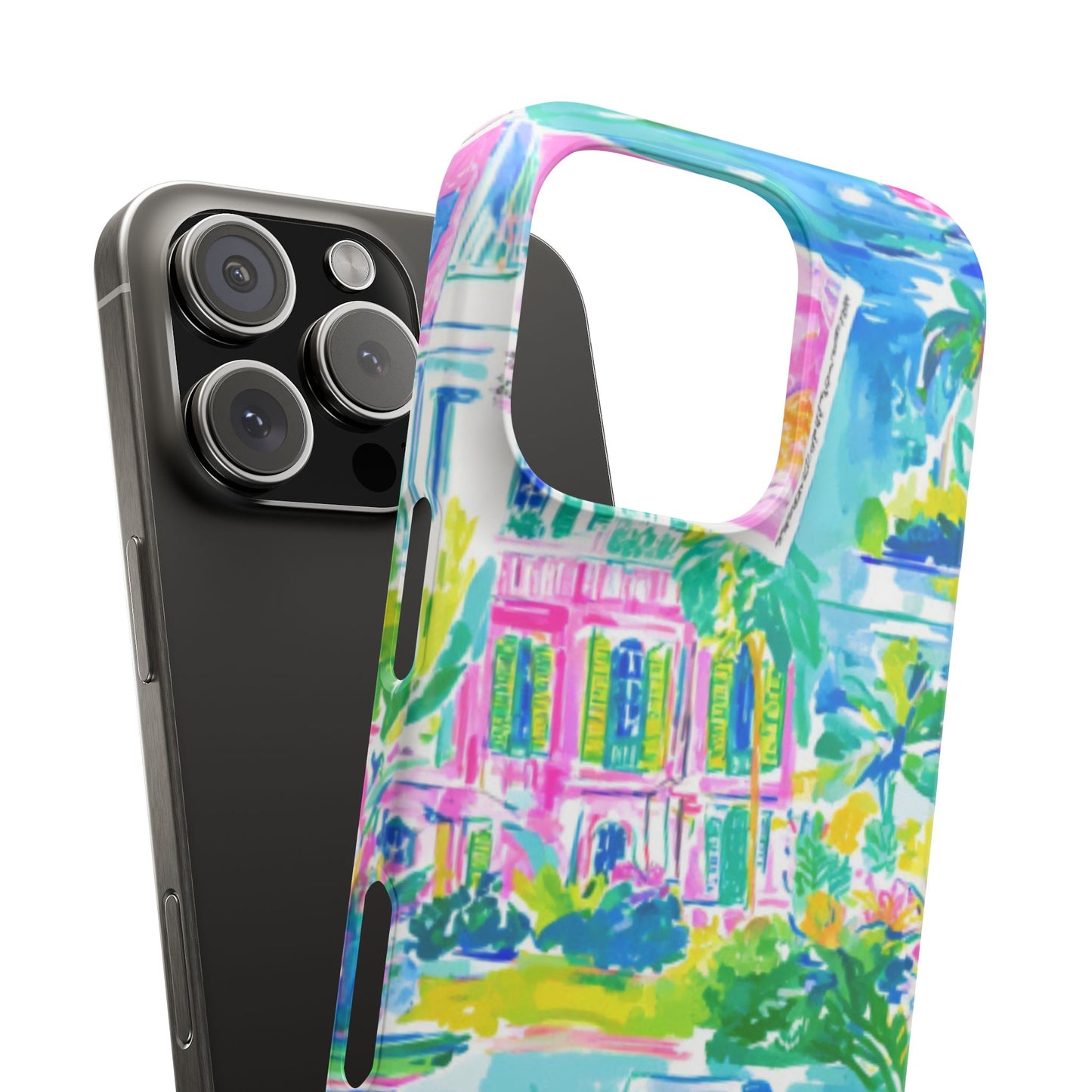 Tropical Pastel Beach Houses Print - PHONE CASE