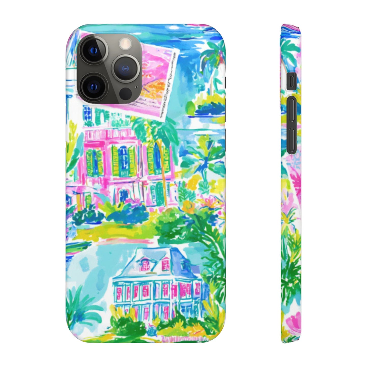 Tropical Pastel Beach Houses Print - PHONE CASE