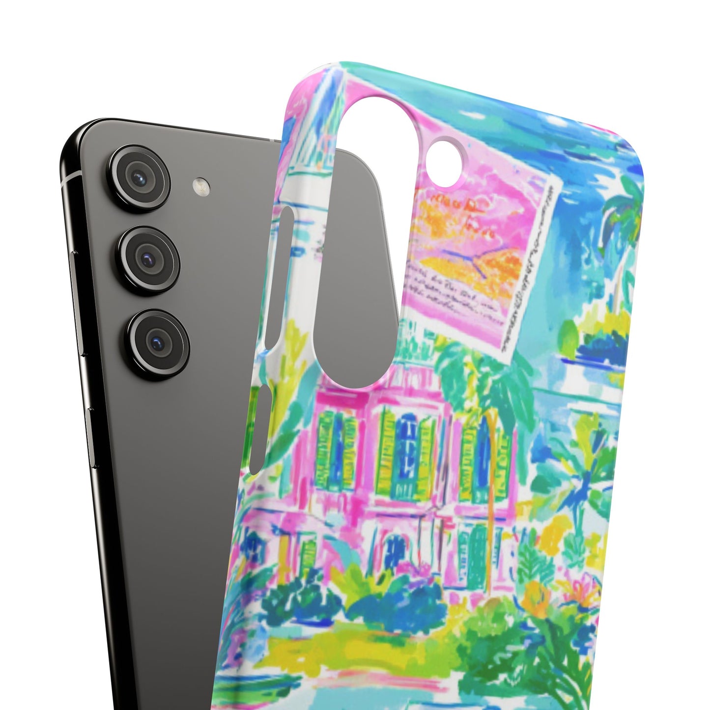 Tropical Pastel Beach Houses Print - PHONE CASE