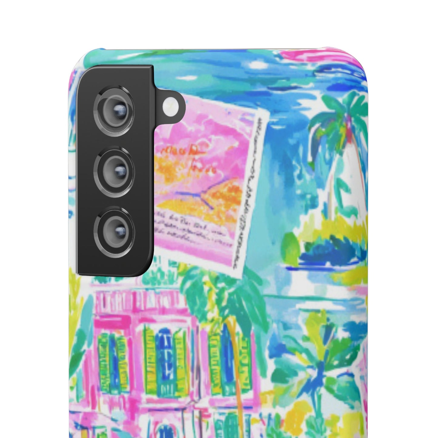 Tropical Pastel Beach Houses Print - PHONE CASE