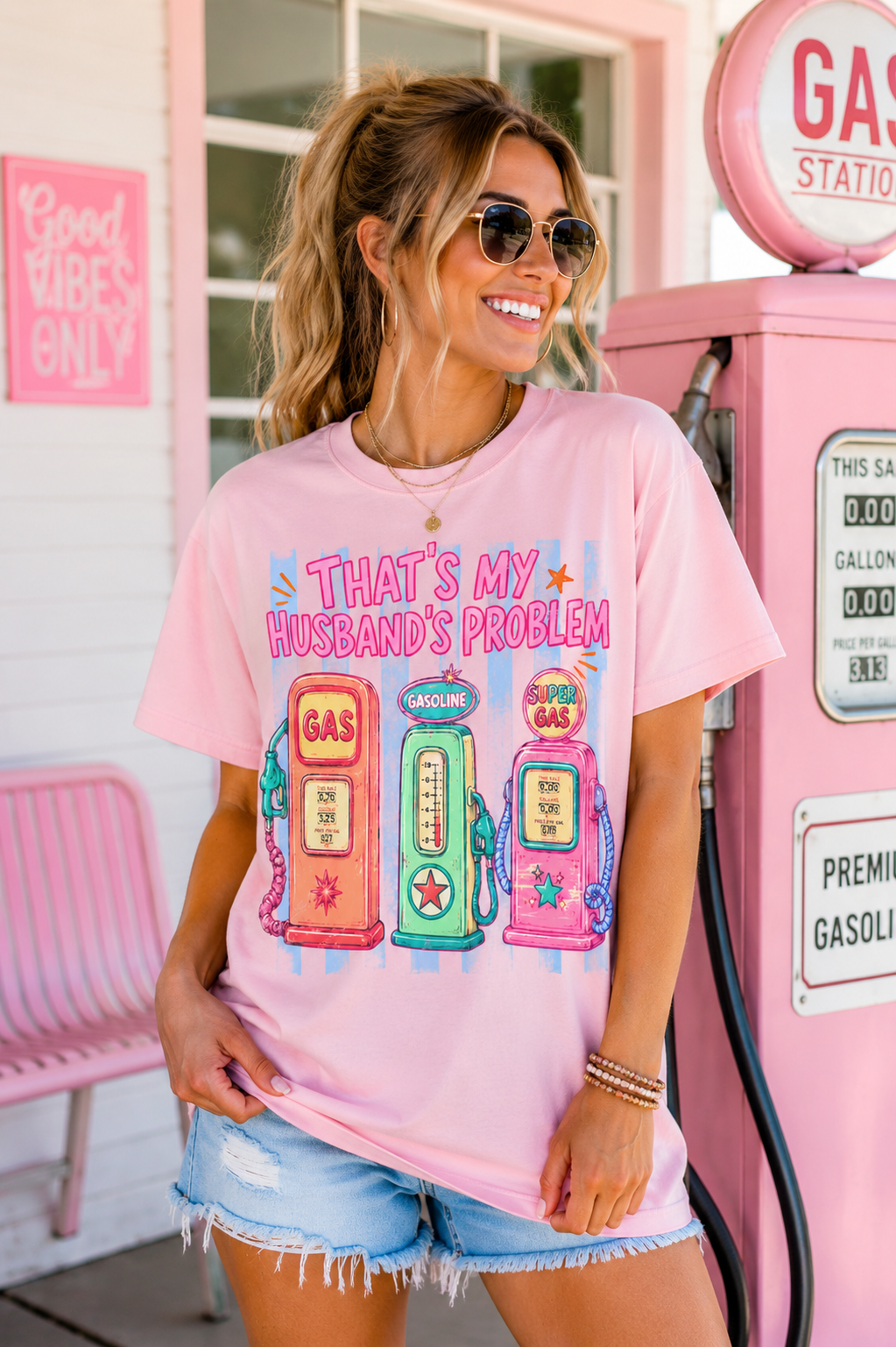 That's My Husband's Problem Gas Pumps T-Shirt