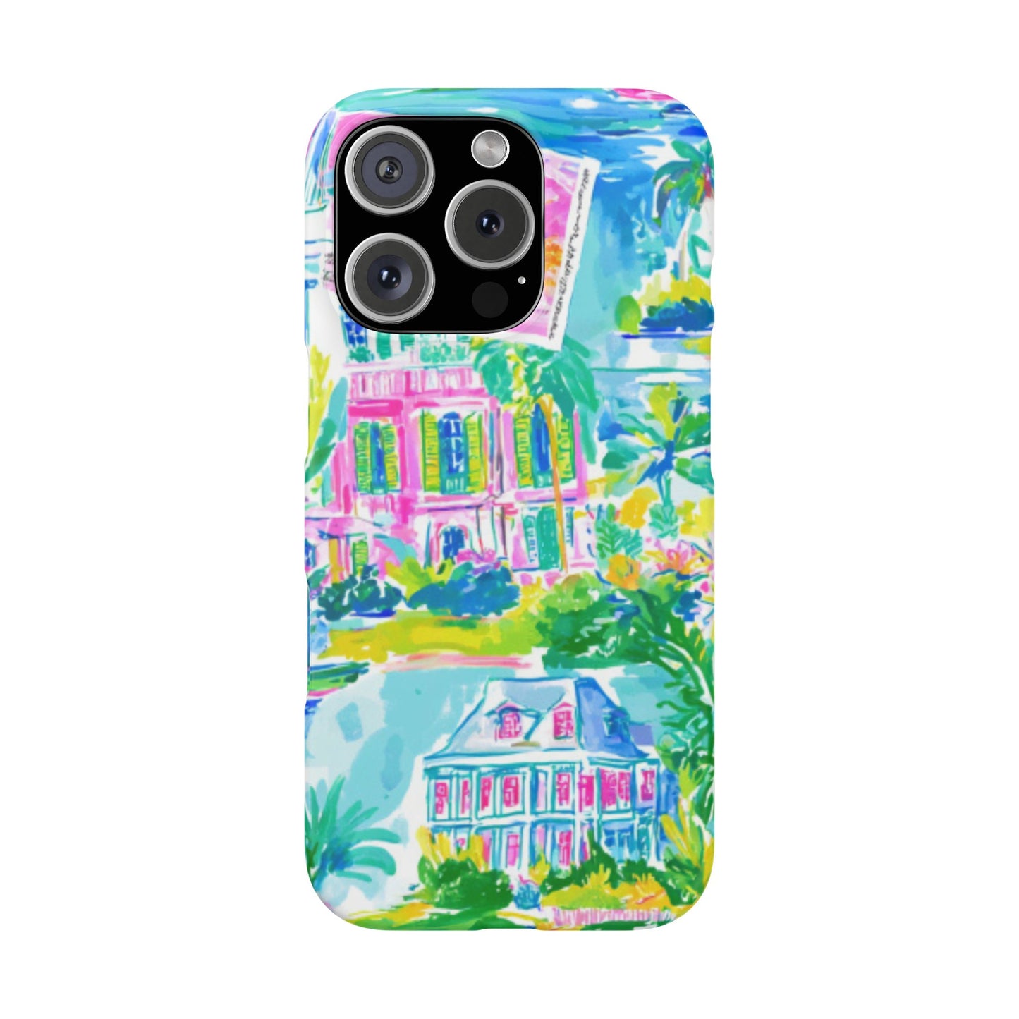 Tropical Pastel Beach Houses Print - PHONE CASE