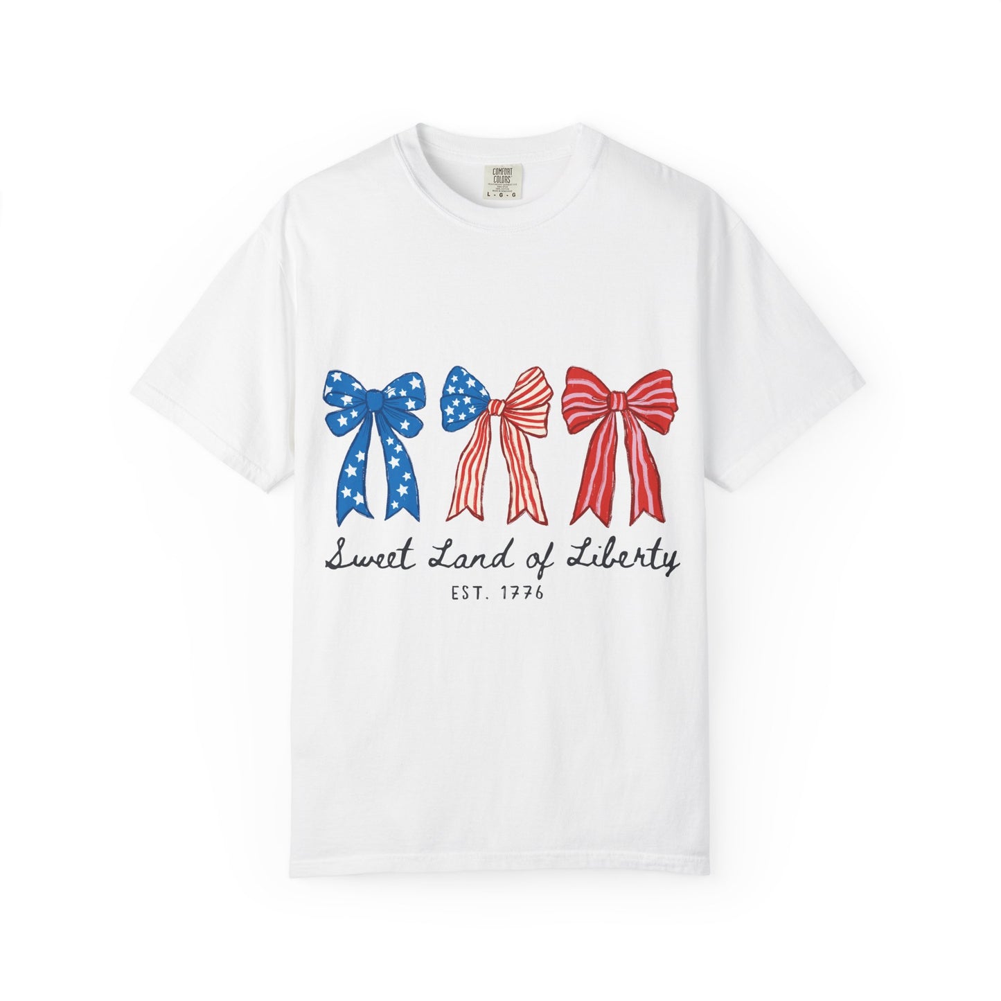 Patriotic Bows T-Shirt — "Sweet Land of Liberty" 4th of July Tee