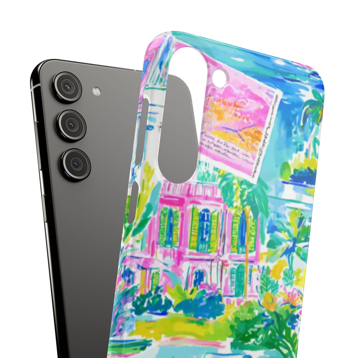 Tropical Pastel Beach Houses Print - PHONE CASE