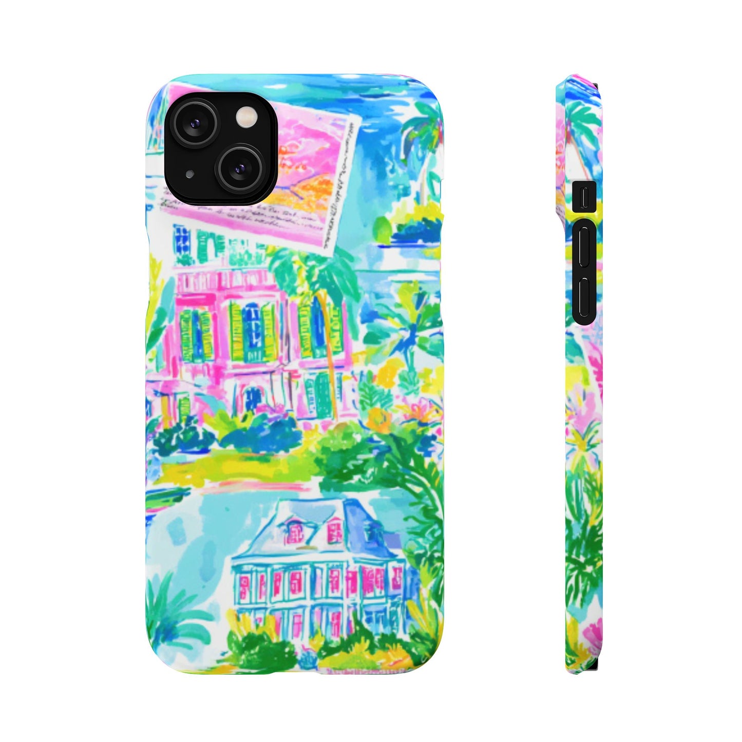 Tropical Pastel Beach Houses Print - PHONE CASE