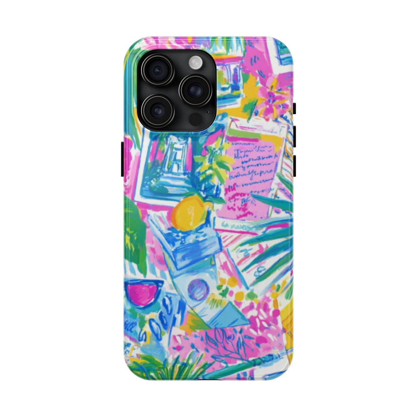 Tough Phone Case — Colorful Tropical Desk Pattern