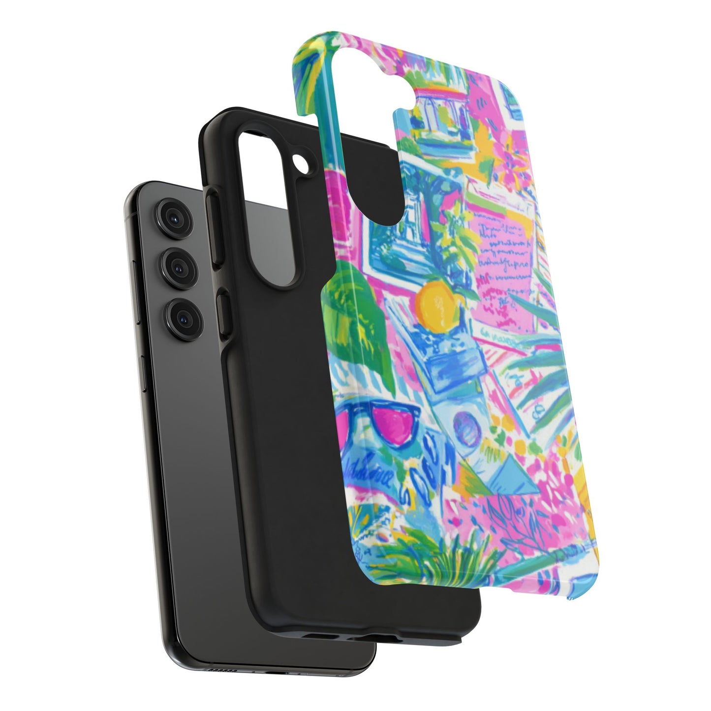 Tough Phone Case — Colorful Tropical Desk Pattern