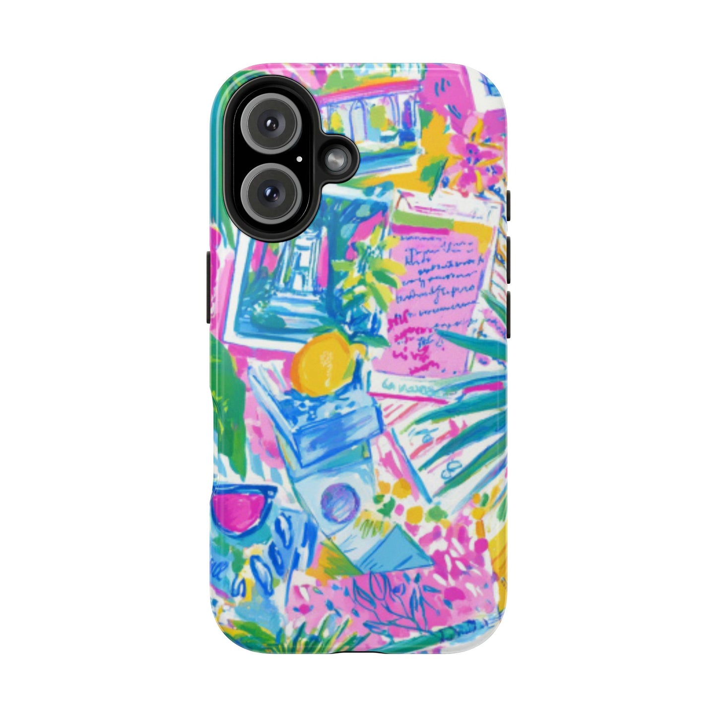 Tough Phone Case — Colorful Tropical Desk Pattern