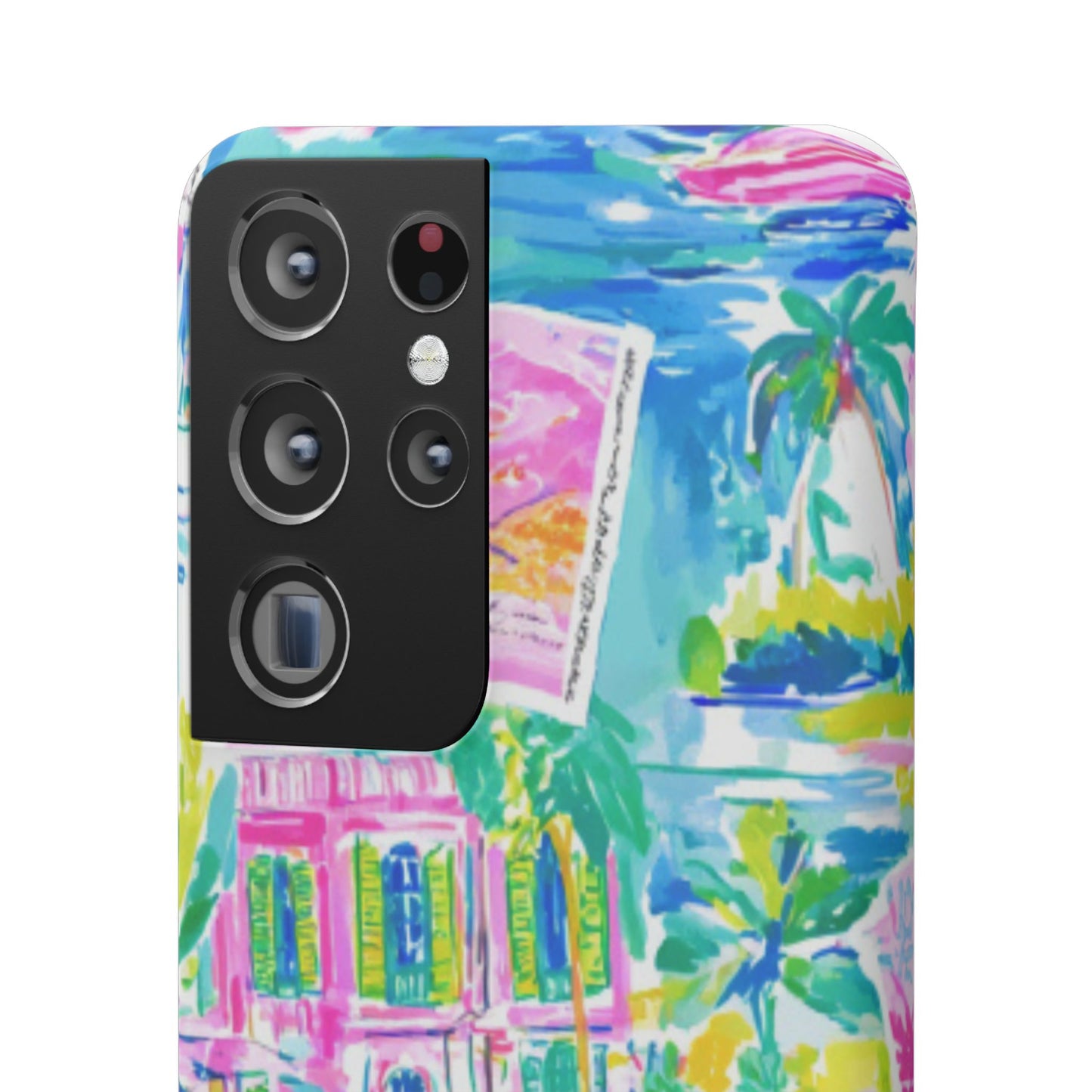Tropical Pastel Beach Houses Print - PHONE CASE