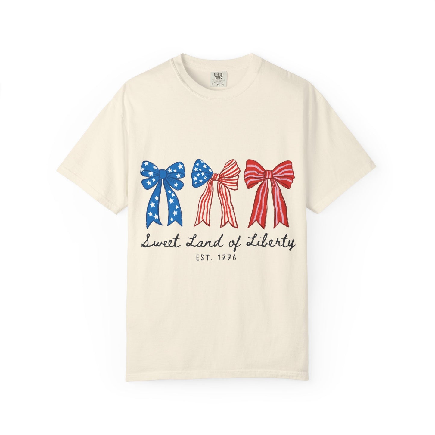 Patriotic Bows T-Shirt — "Sweet Land of Liberty" 4th of July Tee