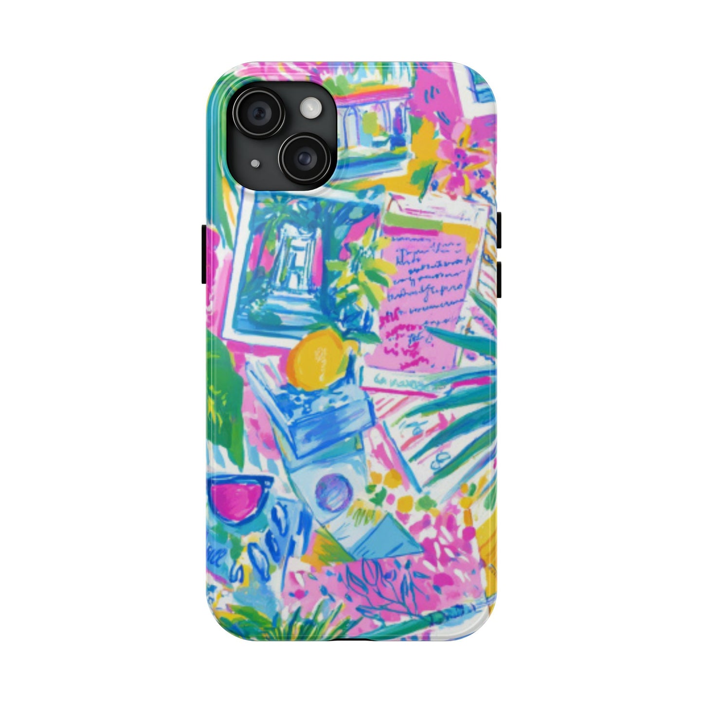 Tough Phone Case — Colorful Tropical Desk Pattern