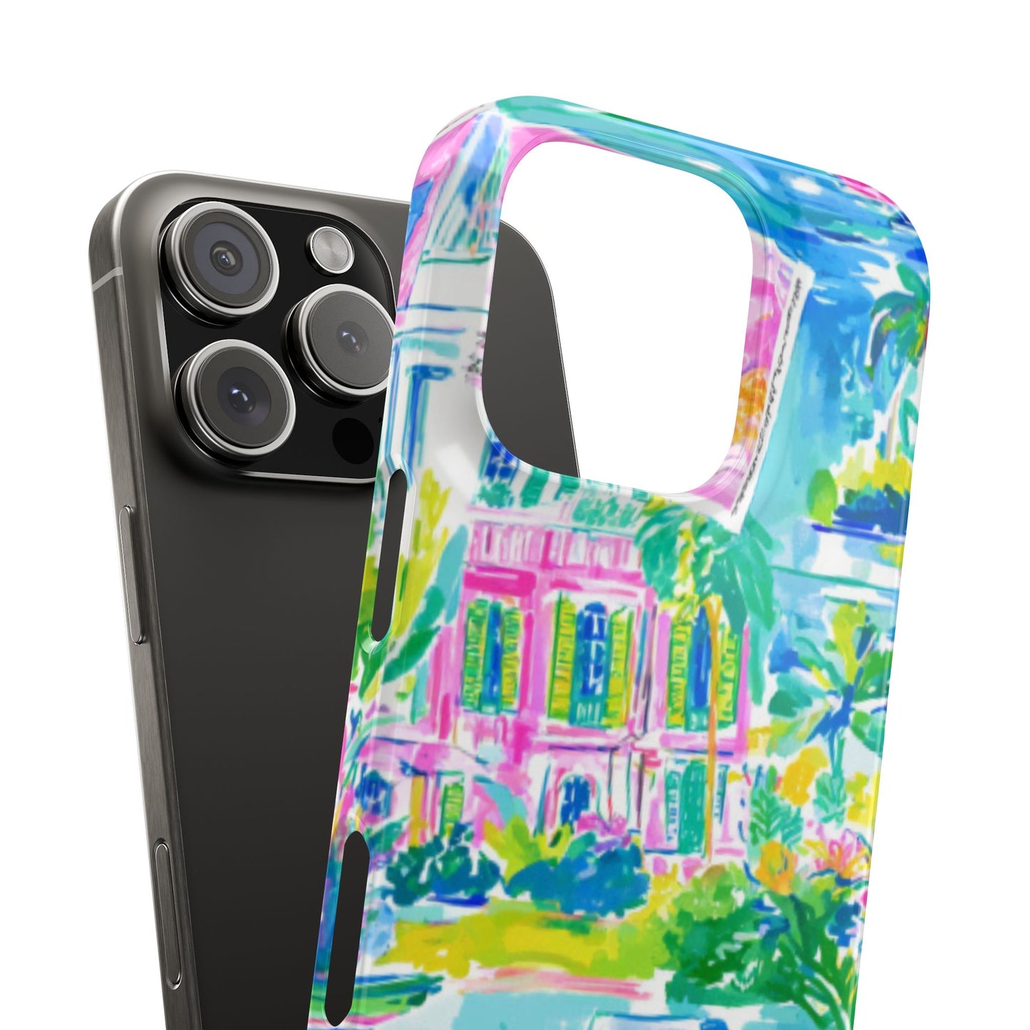 Tropical Pastel Beach Houses Print - PHONE CASE