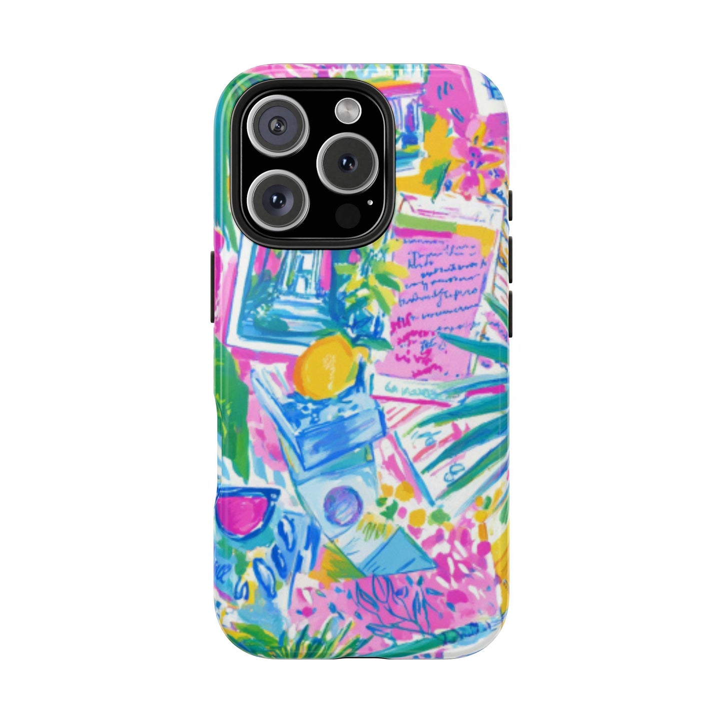 Tough Phone Case — Colorful Tropical Desk Pattern