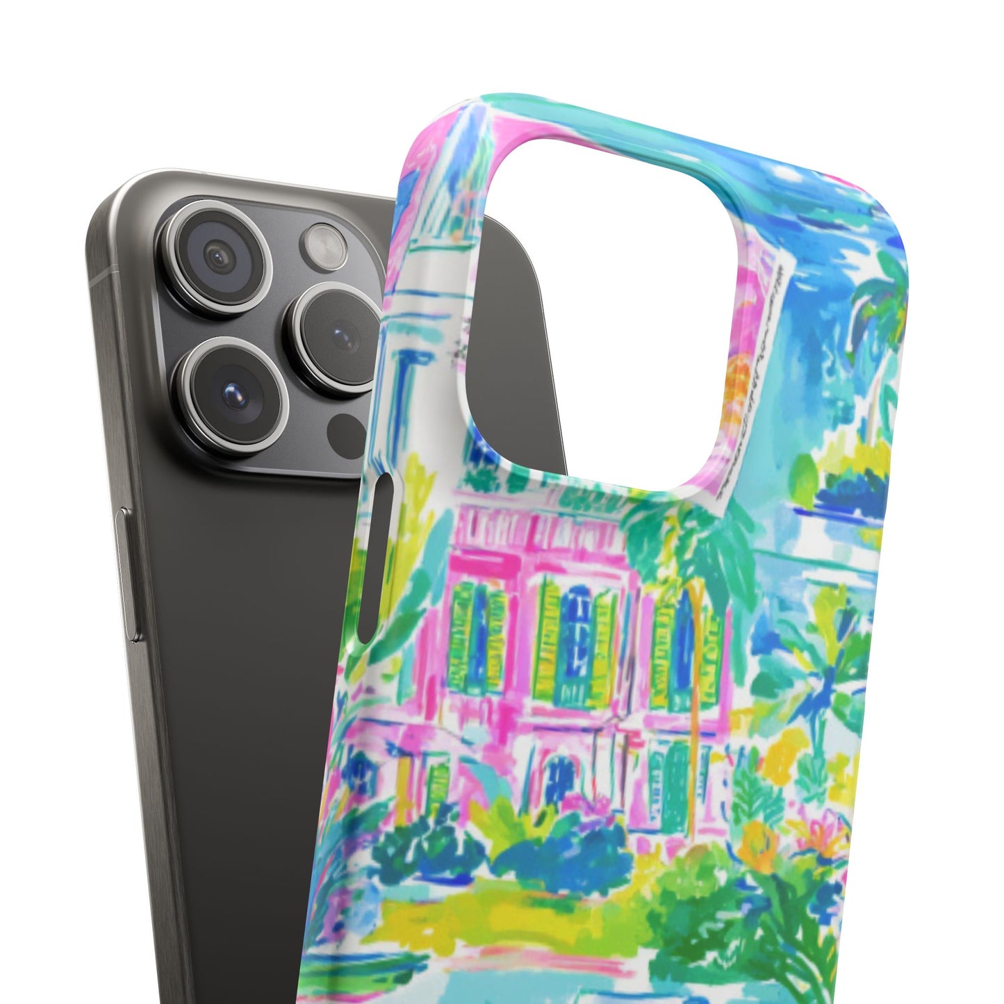 Tropical Pastel Beach Houses Print - PHONE CASE