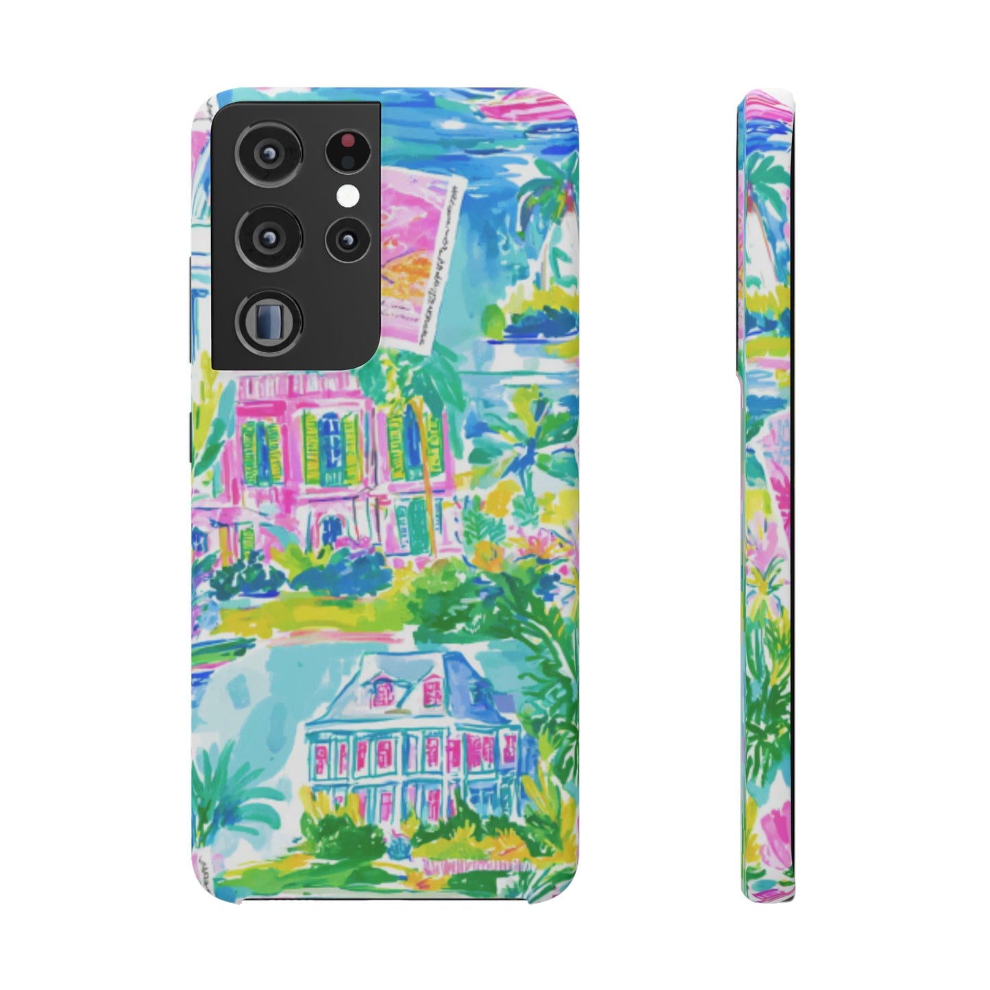 Tropical Pastel Beach Houses Print - PHONE CASE