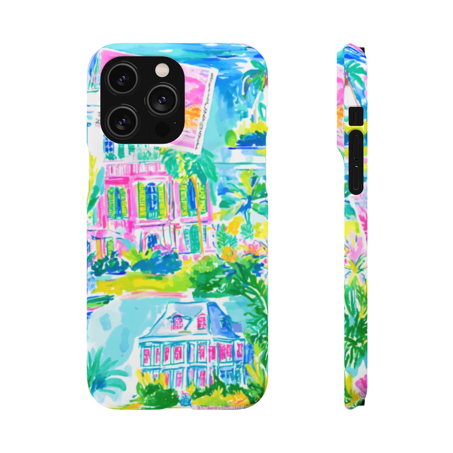 Tropical Pastel Beach Houses Print - PHONE CASE
