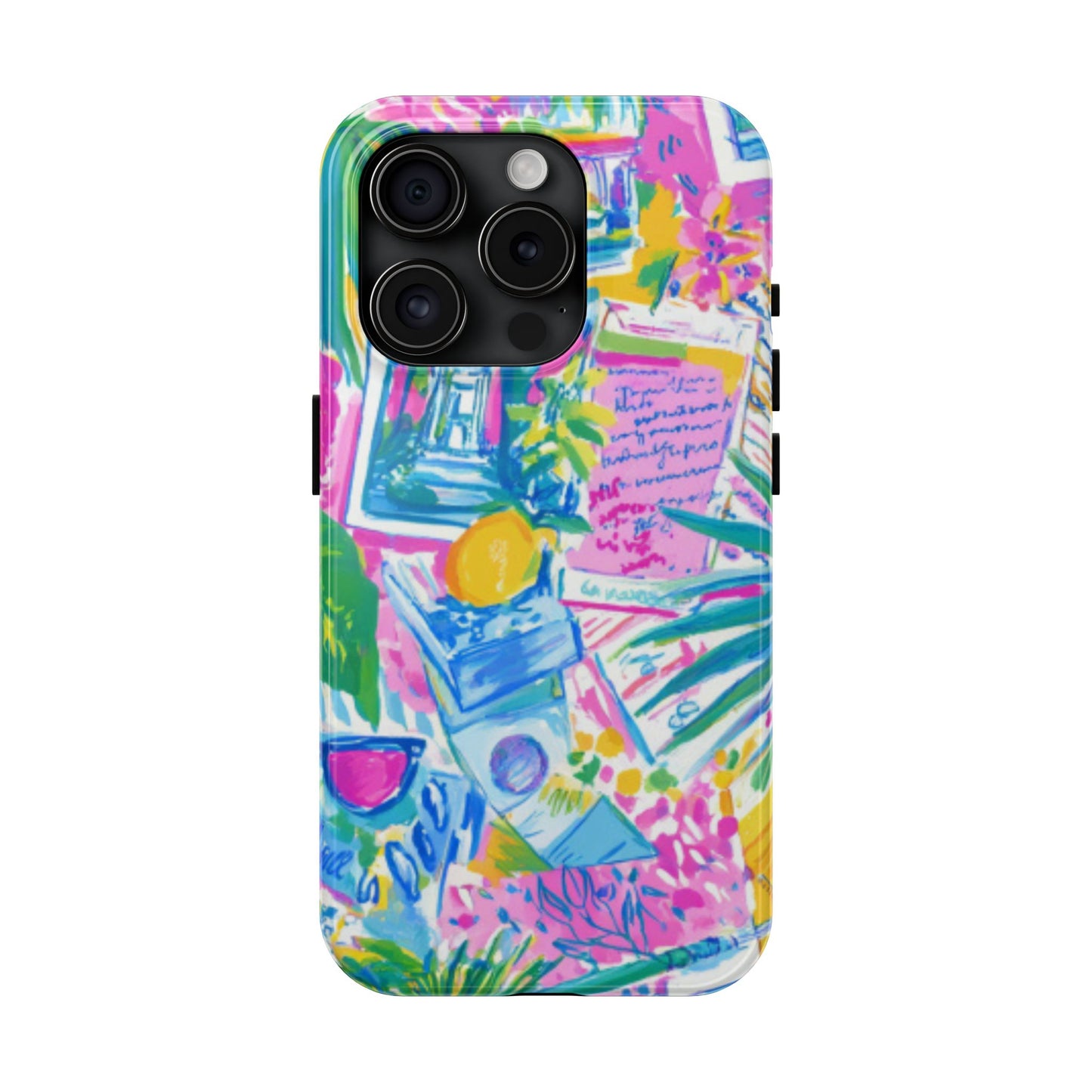 Tough Phone Case — Colorful Tropical Desk Pattern