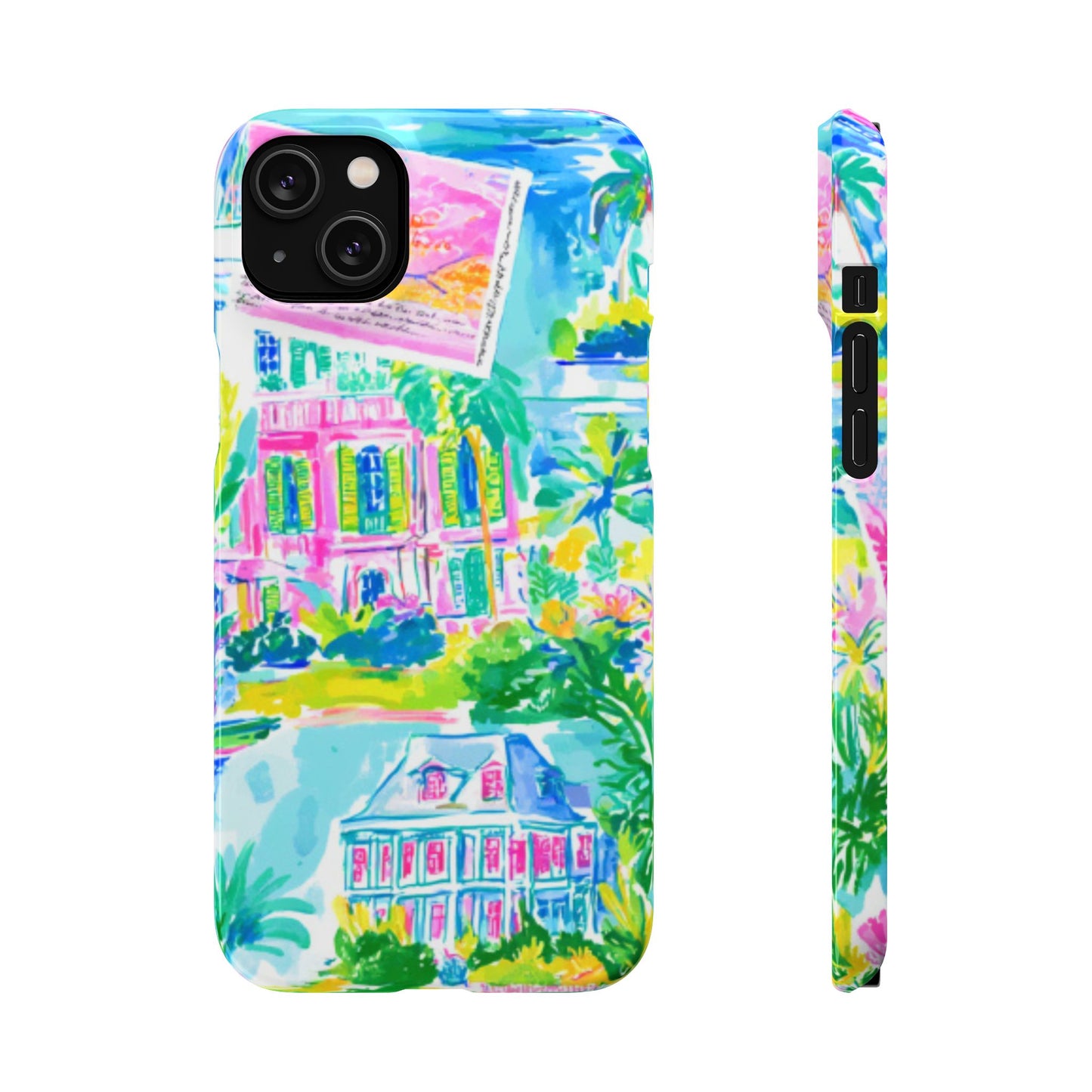 Tropical Pastel Beach Houses Print - PHONE CASE