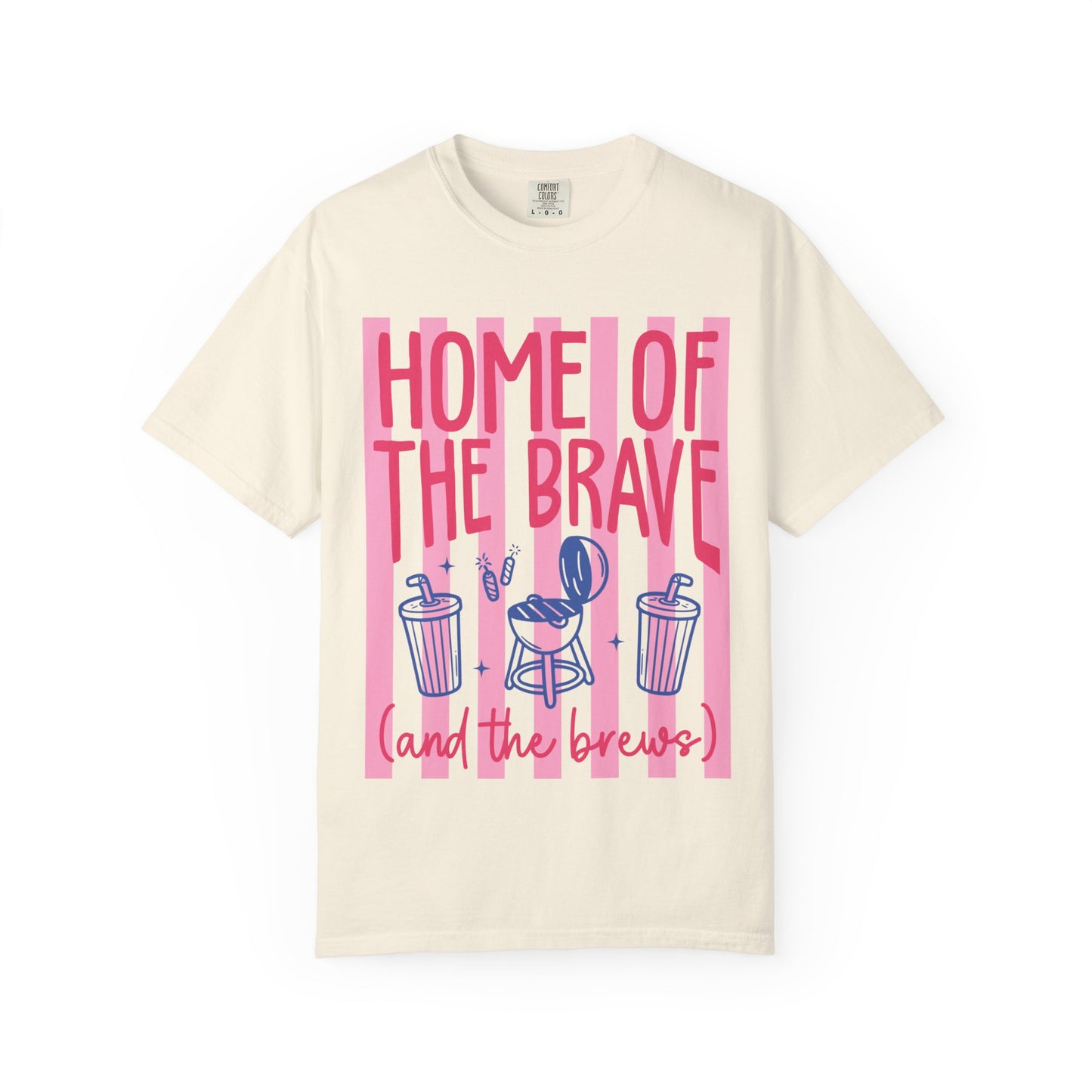 T-Shirt — “Home of the Brave (and the Brews)” Patriotic Coffee & Beer Graphic Tee