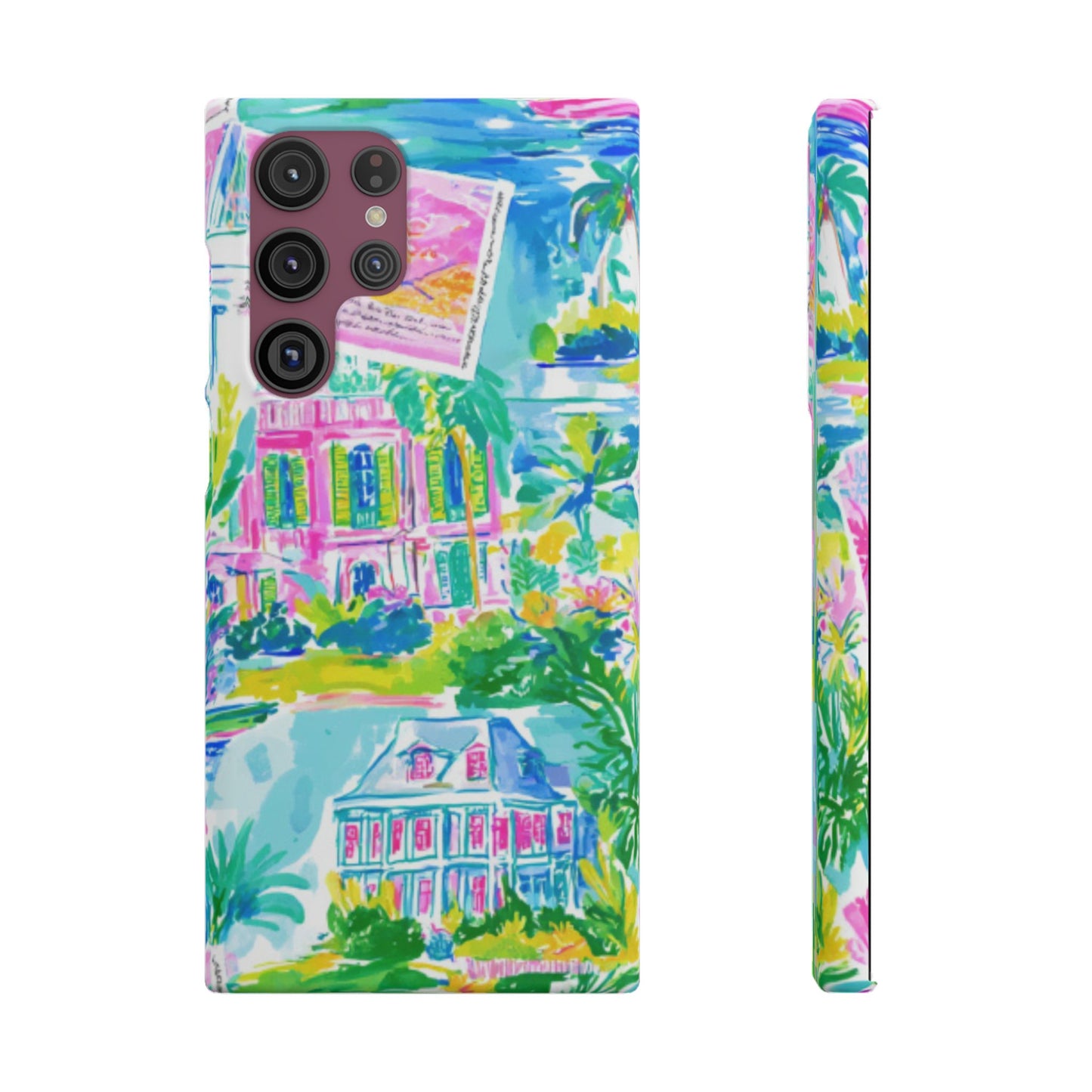Tropical Pastel Beach Houses Print - PHONE CASE