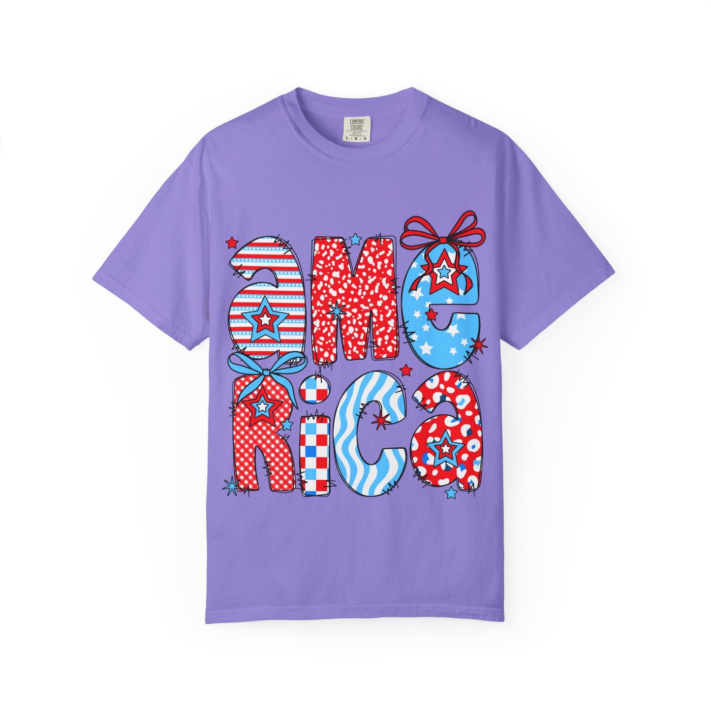 America Graphic T-Shirt — Patriotic Red White Blue 4th of July Tee
