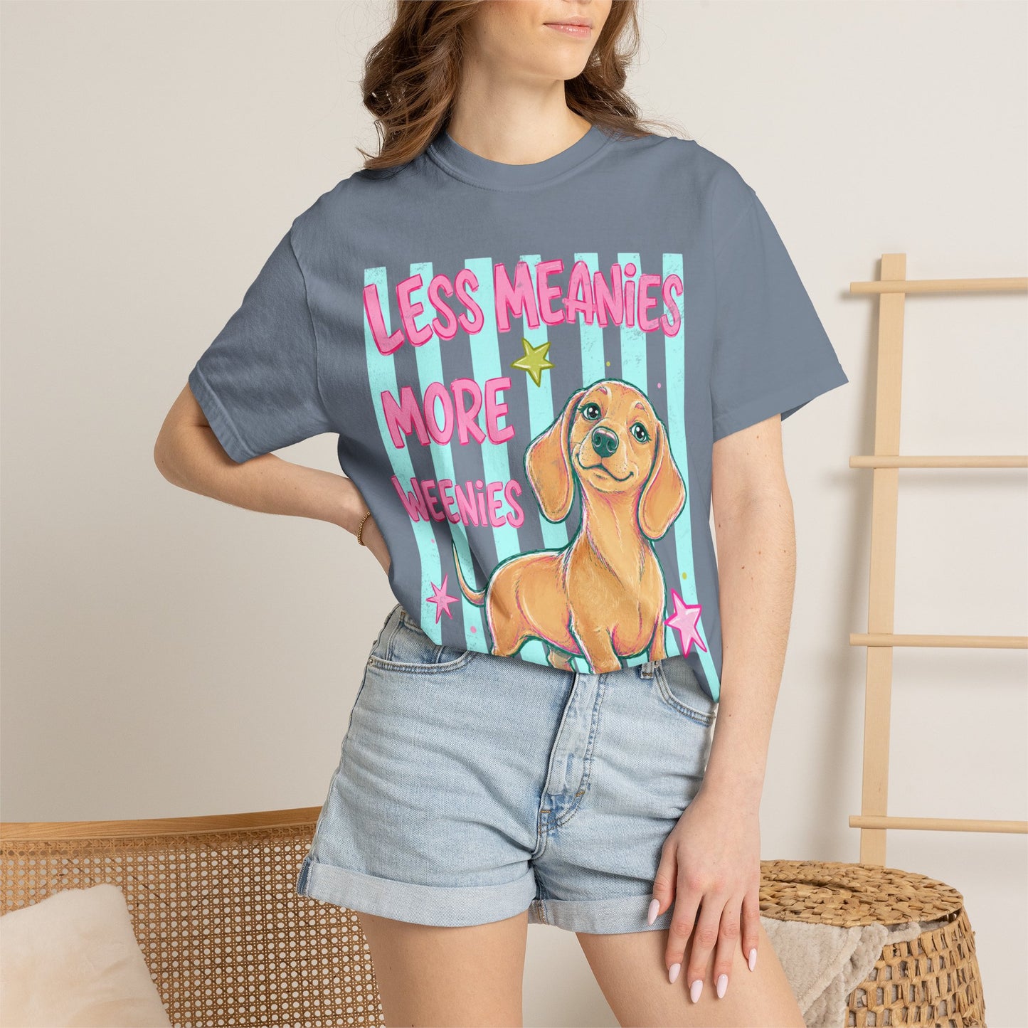 Dachshund Graphic T-Shirt — "Less Meanies More Weenies" Cute Dog Tee