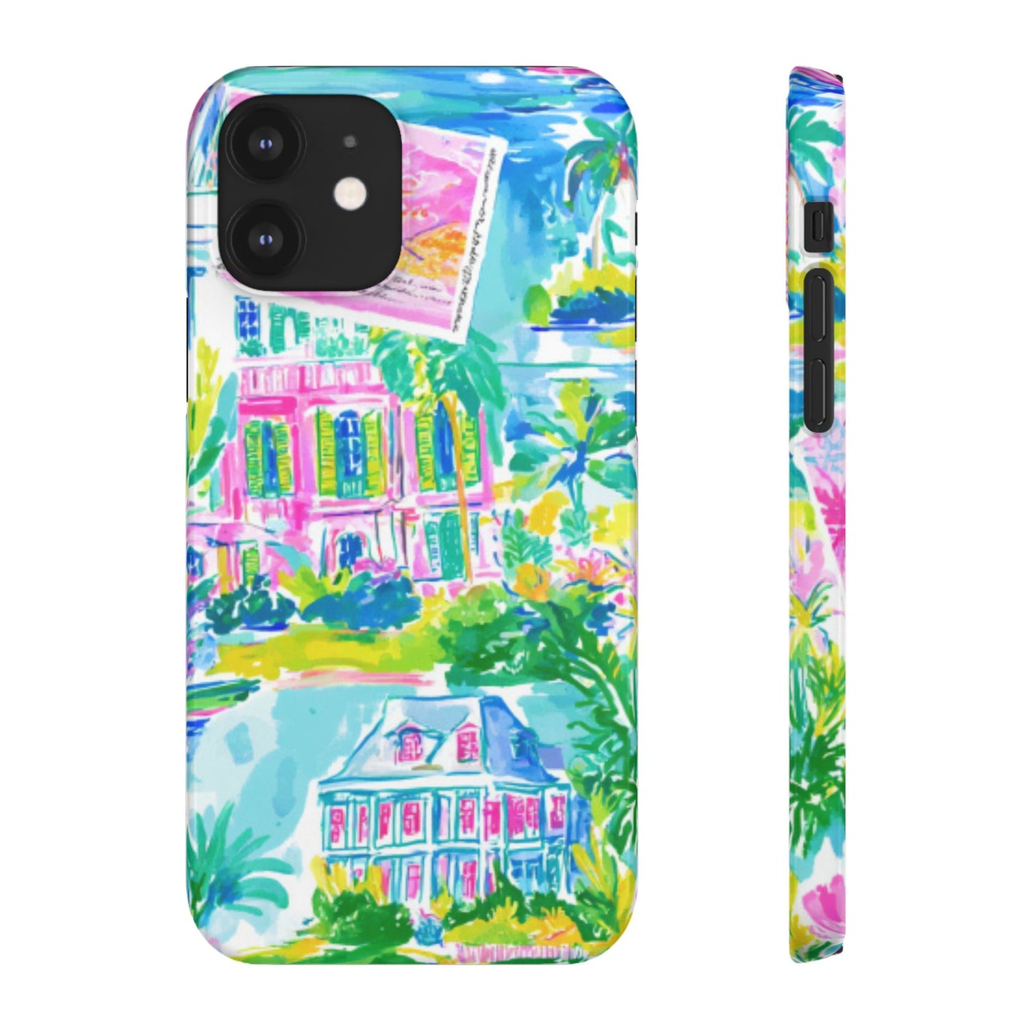 Tropical Pastel Beach Houses Print - PHONE CASE
