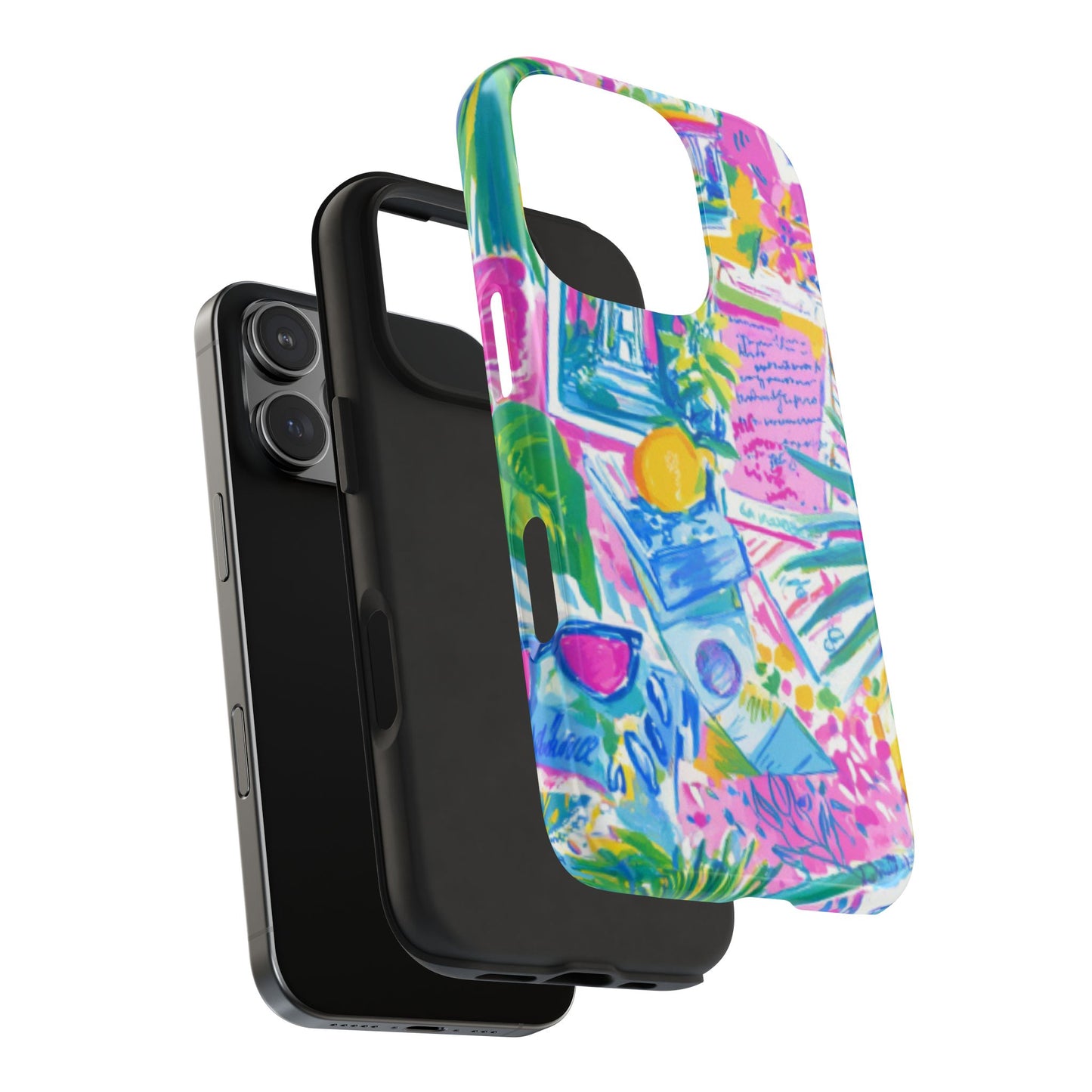 Tough Phone Case — Colorful Tropical Desk Pattern