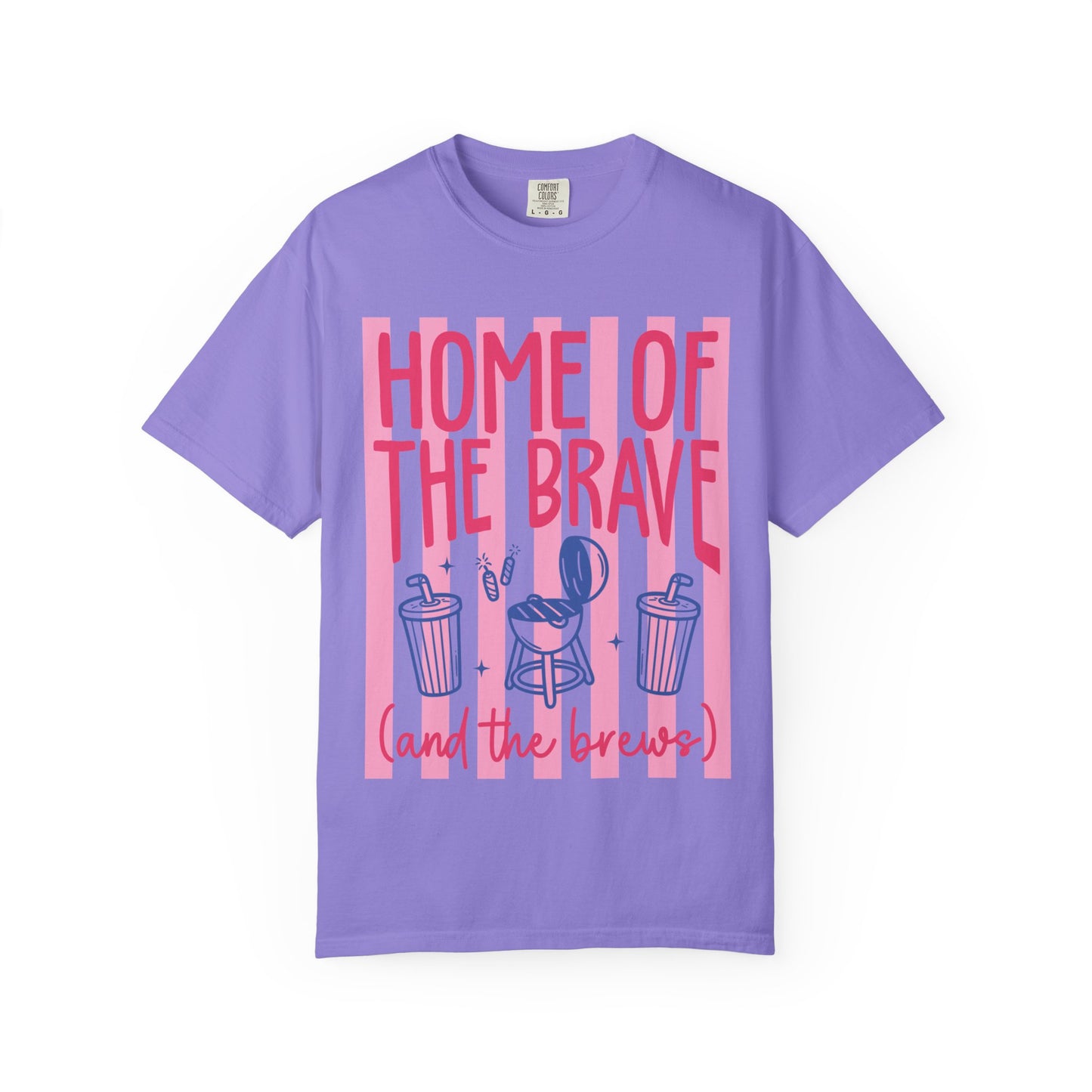 T-Shirt — “Home of the Brave (and the Brews)” Patriotic Coffee & Beer Graphic Tee