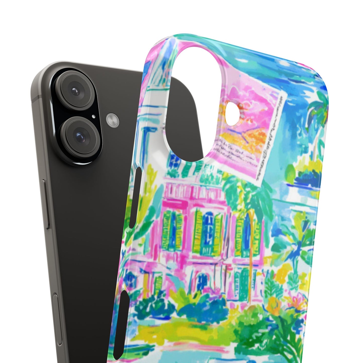 Tropical Pastel Beach Houses Print - PHONE CASE