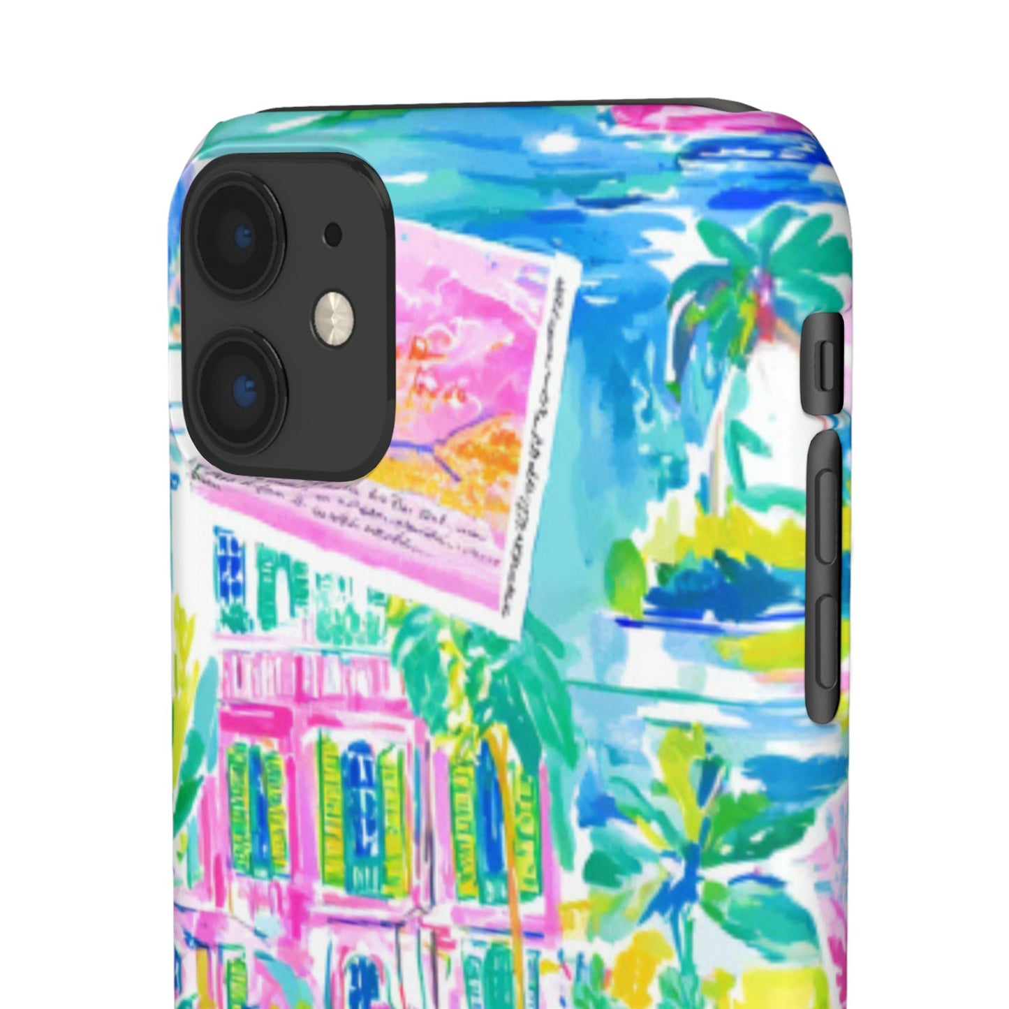 Tropical Pastel Beach Houses Print - PHONE CASE