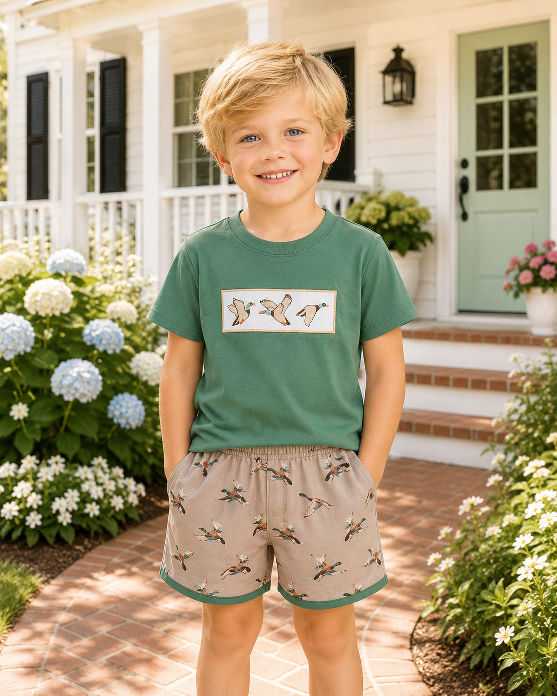 Green Mallard Embroidered Set