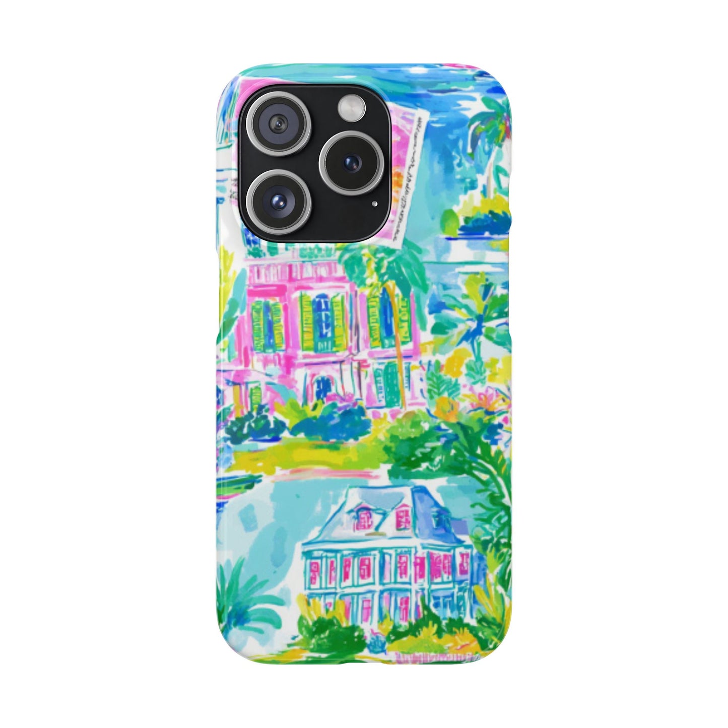 Tropical Pastel Beach Houses Print - PHONE CASE