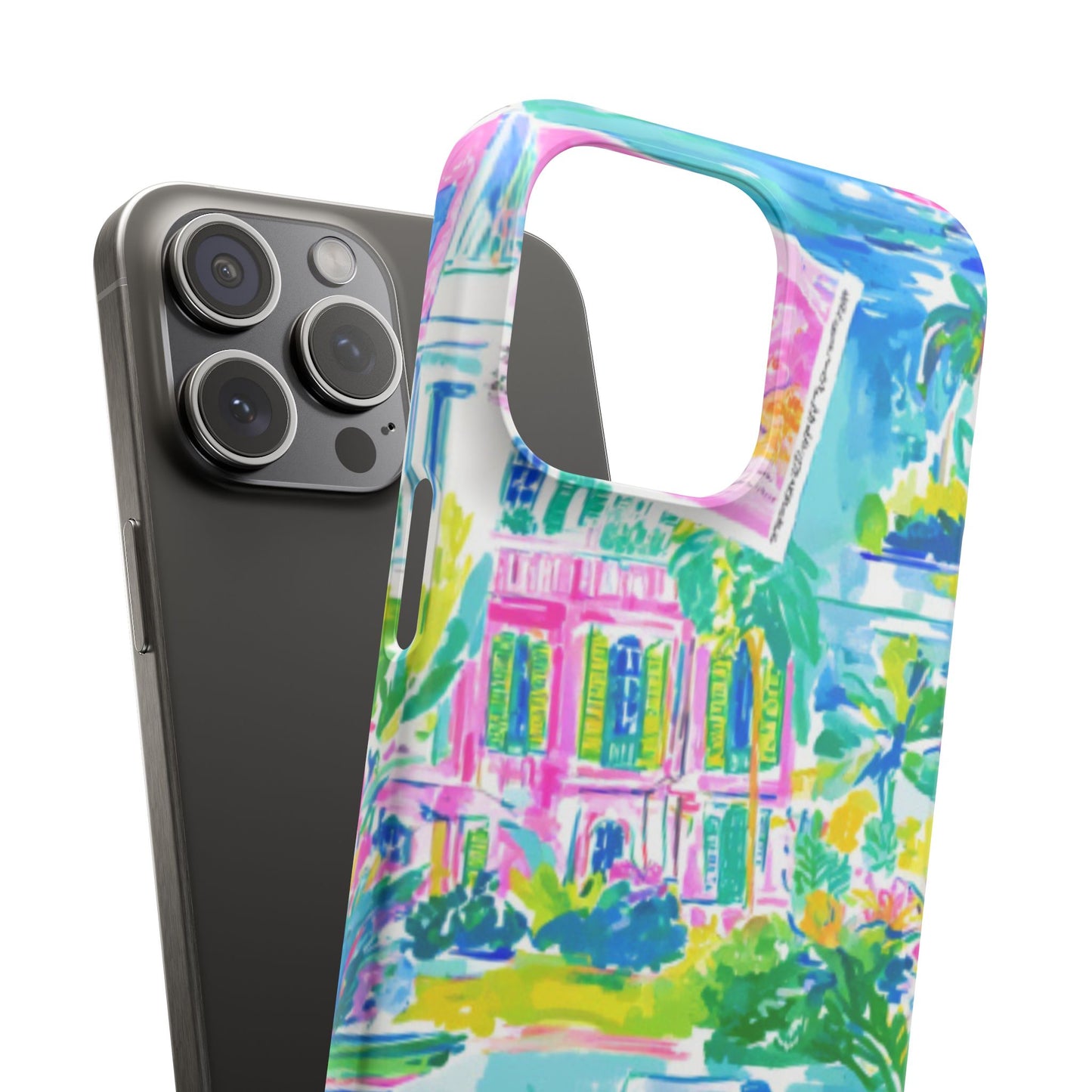 Tropical Pastel Beach Houses Print - PHONE CASE