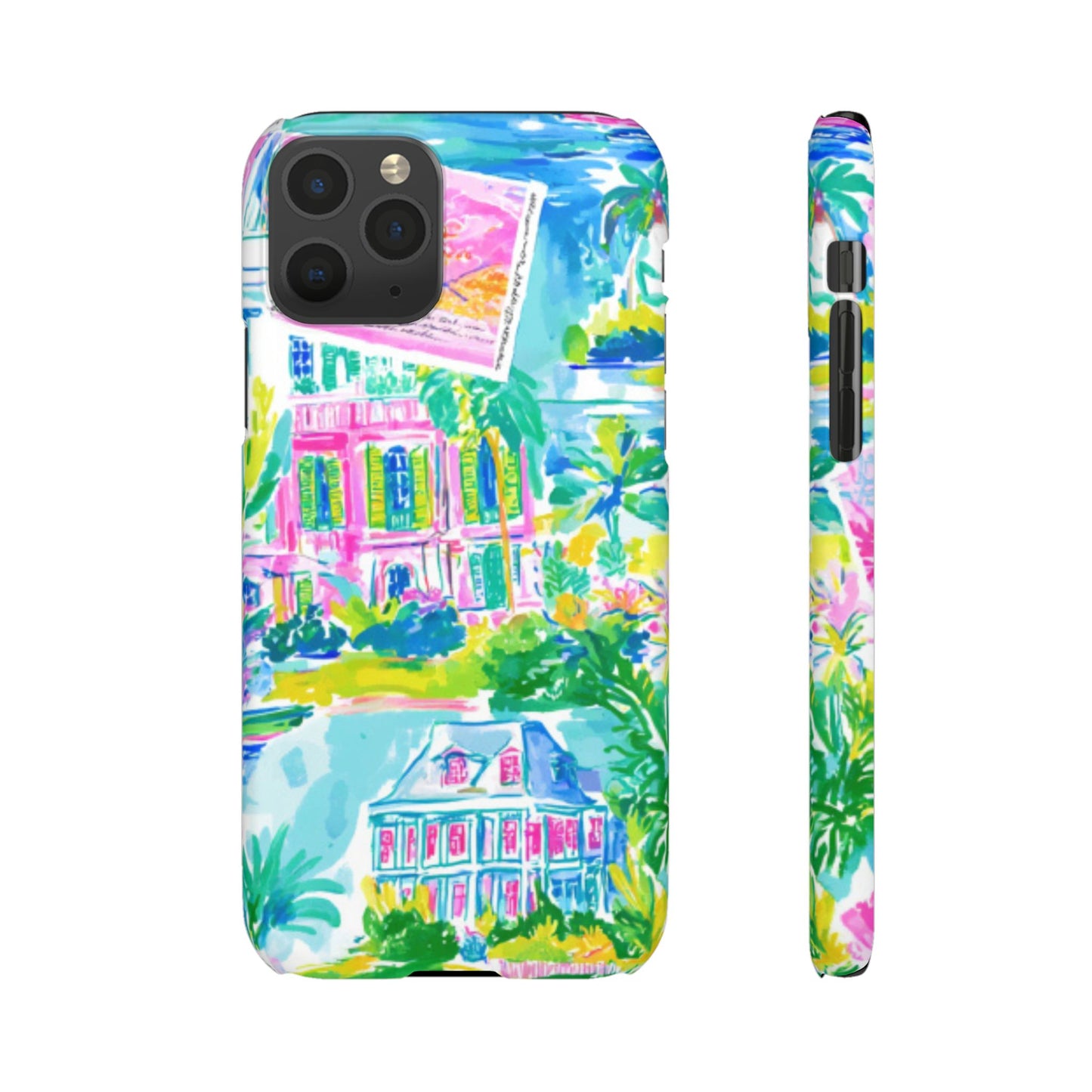 Tropical Pastel Beach Houses Print - PHONE CASE